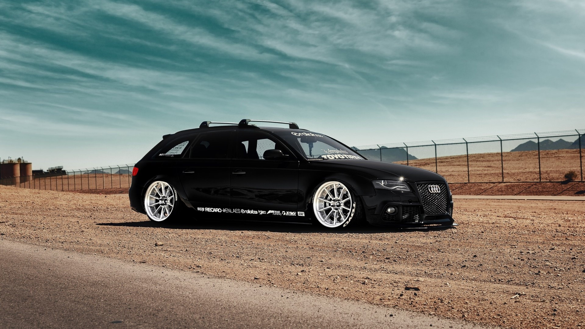 Black Audi A4 Avant with custom wheels HD Wallpaper