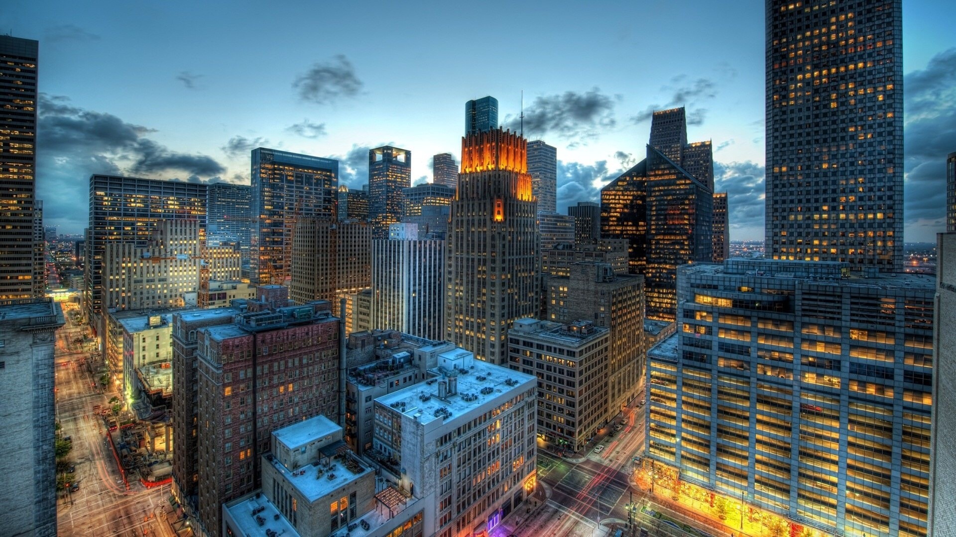 Houston Skyline at Dusk HD Wallpaper