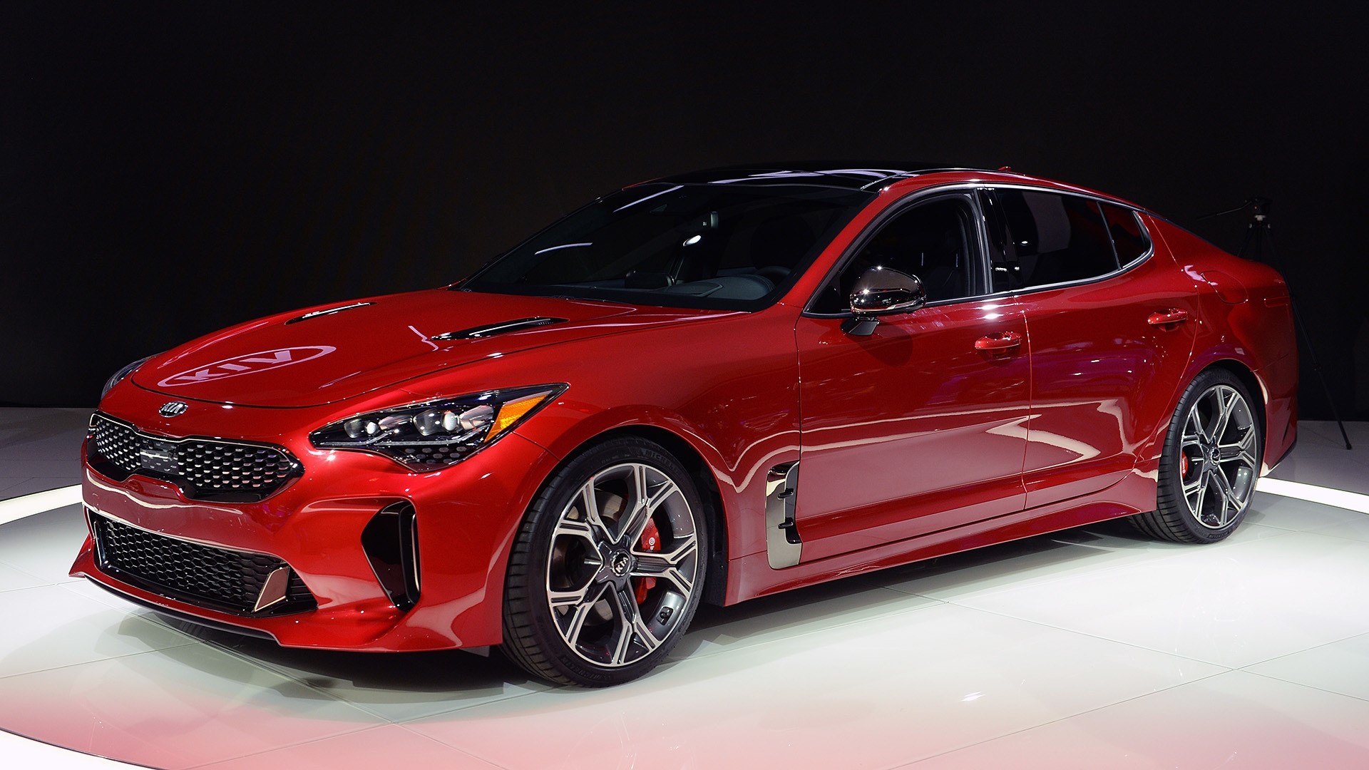 Red Kia Stinger Sedan HD Wallpaper