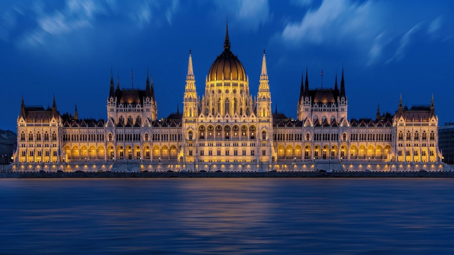 Budapest Parliament Building at Night HD Wallpaper