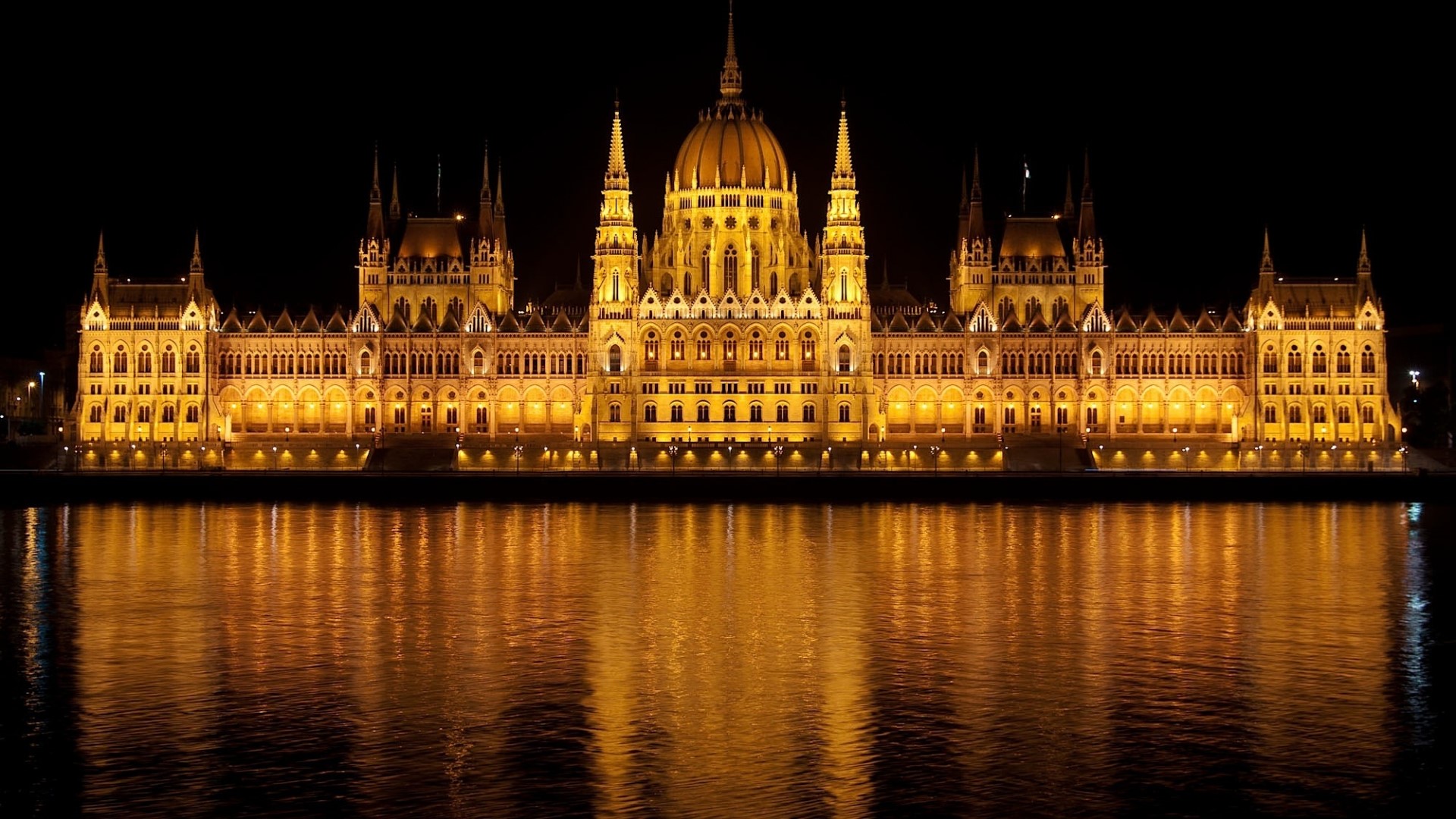 Budapest Parliament Building at Night HD Wallpaper