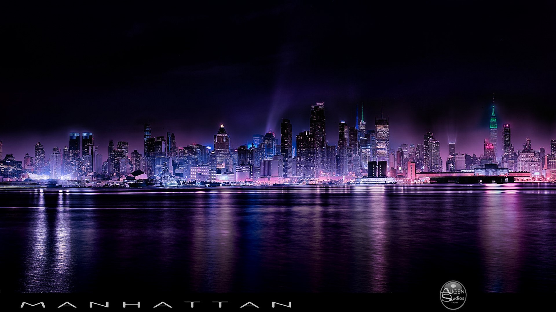 Manhattan Skyline at Night HD Wallpaper