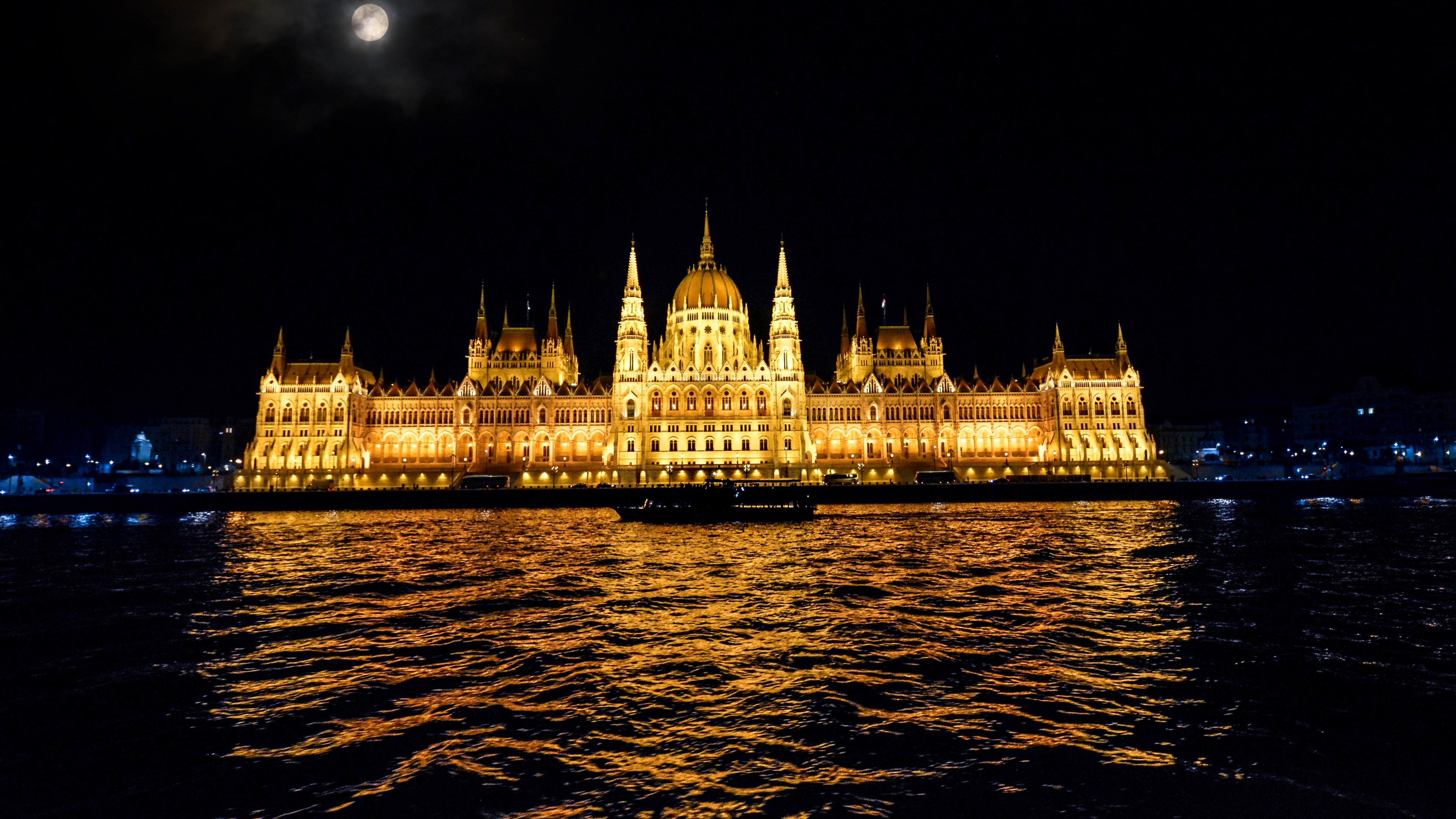 Budapest Parliament Building at Night HD Wallpaper