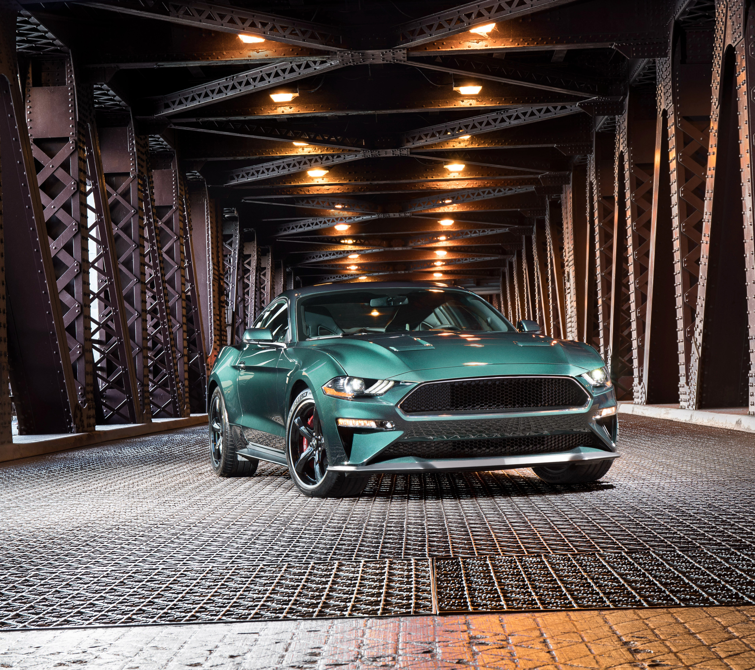 2019 Ford Mustang Bullitt on a bridge HD Wallpaper
