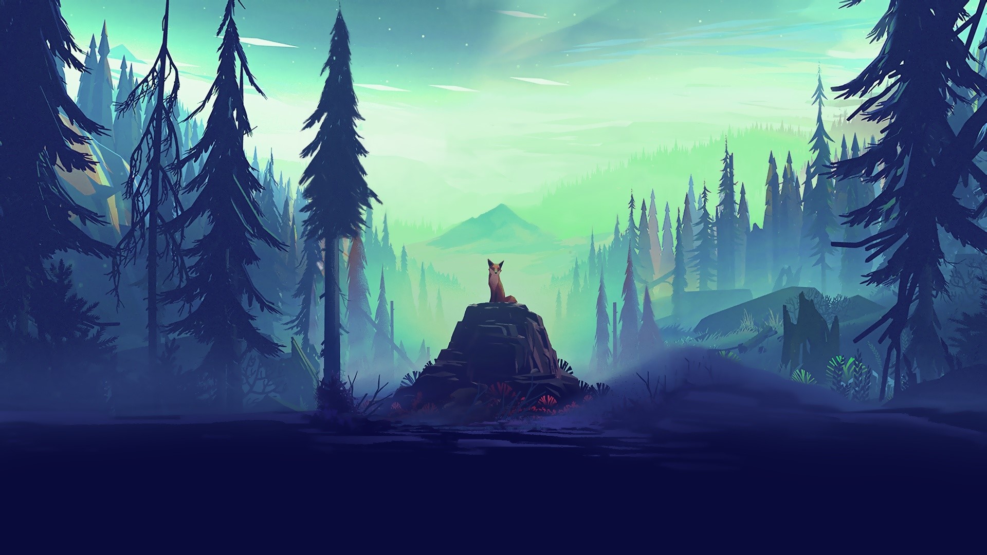 Fox on a rock in a forest by Mikael Gustafsson HD Wallpaper