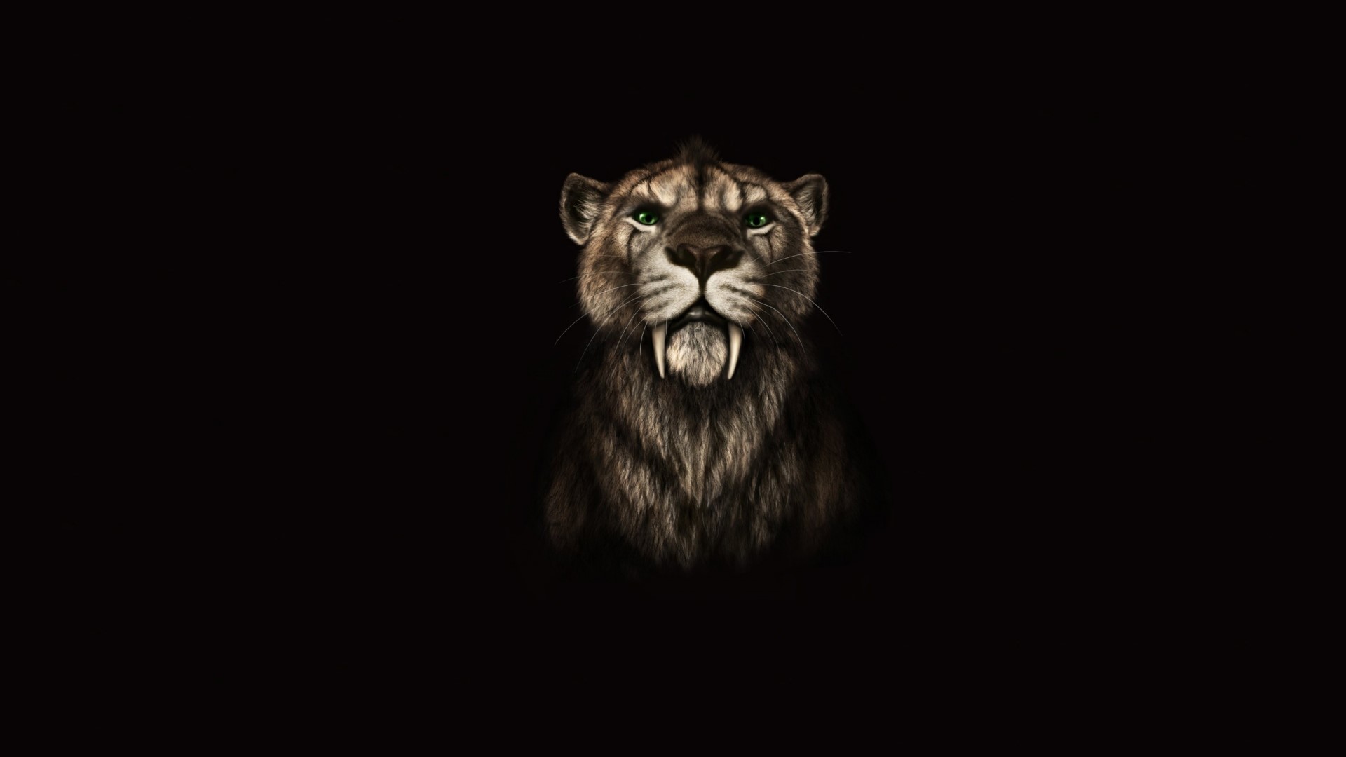 Saber-toothed tiger portrait HD Wallpaper