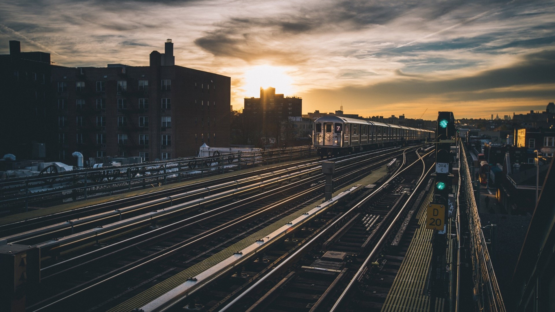 Elevated Train Tracks in NYC at Sunset HD Wallpaper