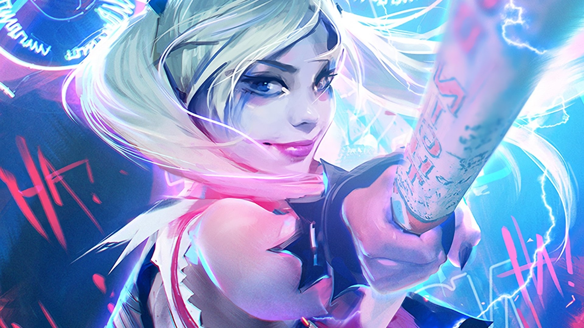 Harley Quinn with a baseball bat HD Wallpaper