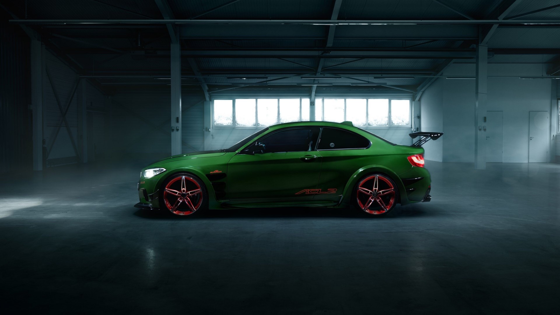 Green BMW M235i AC Schnitzer ACL2 in garage HD Wallpaper