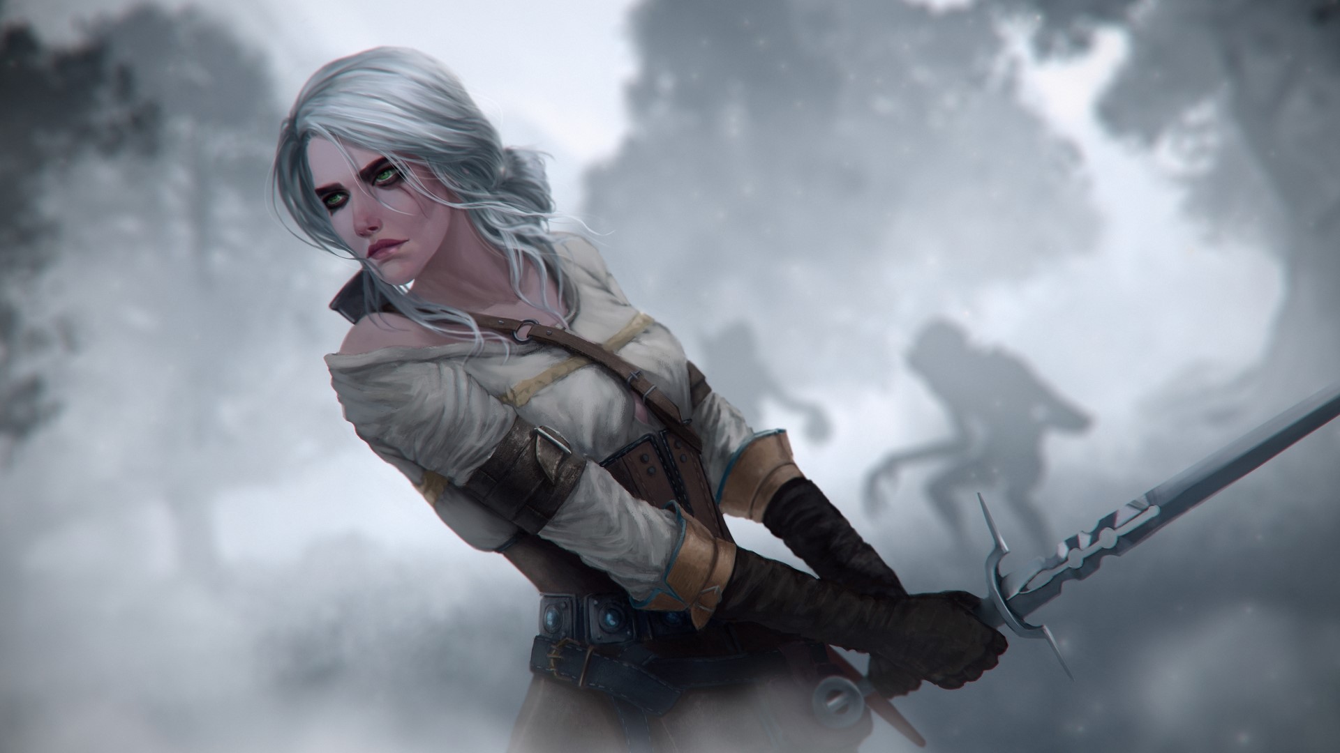 Ciri from The Witcher holding a sword HD Wallpaper