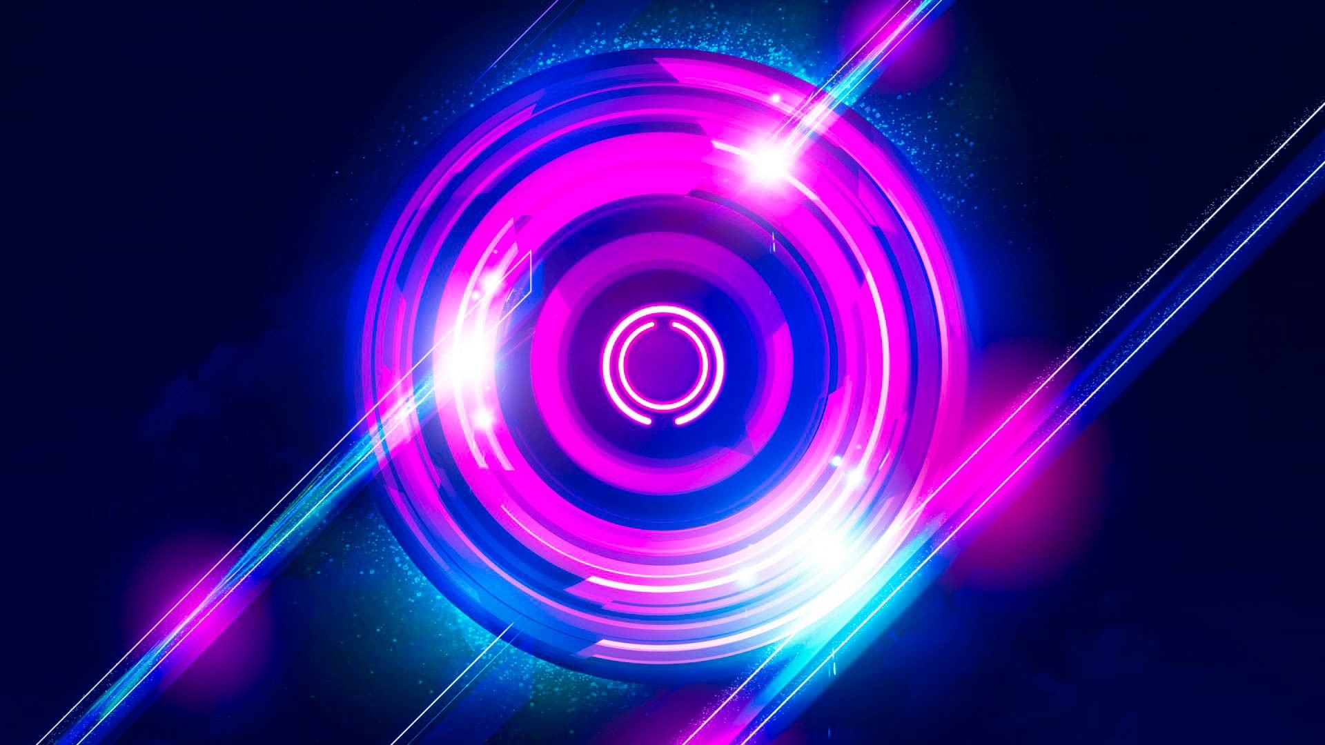 Abstract Neon Circles and Lines HD Wallpaper