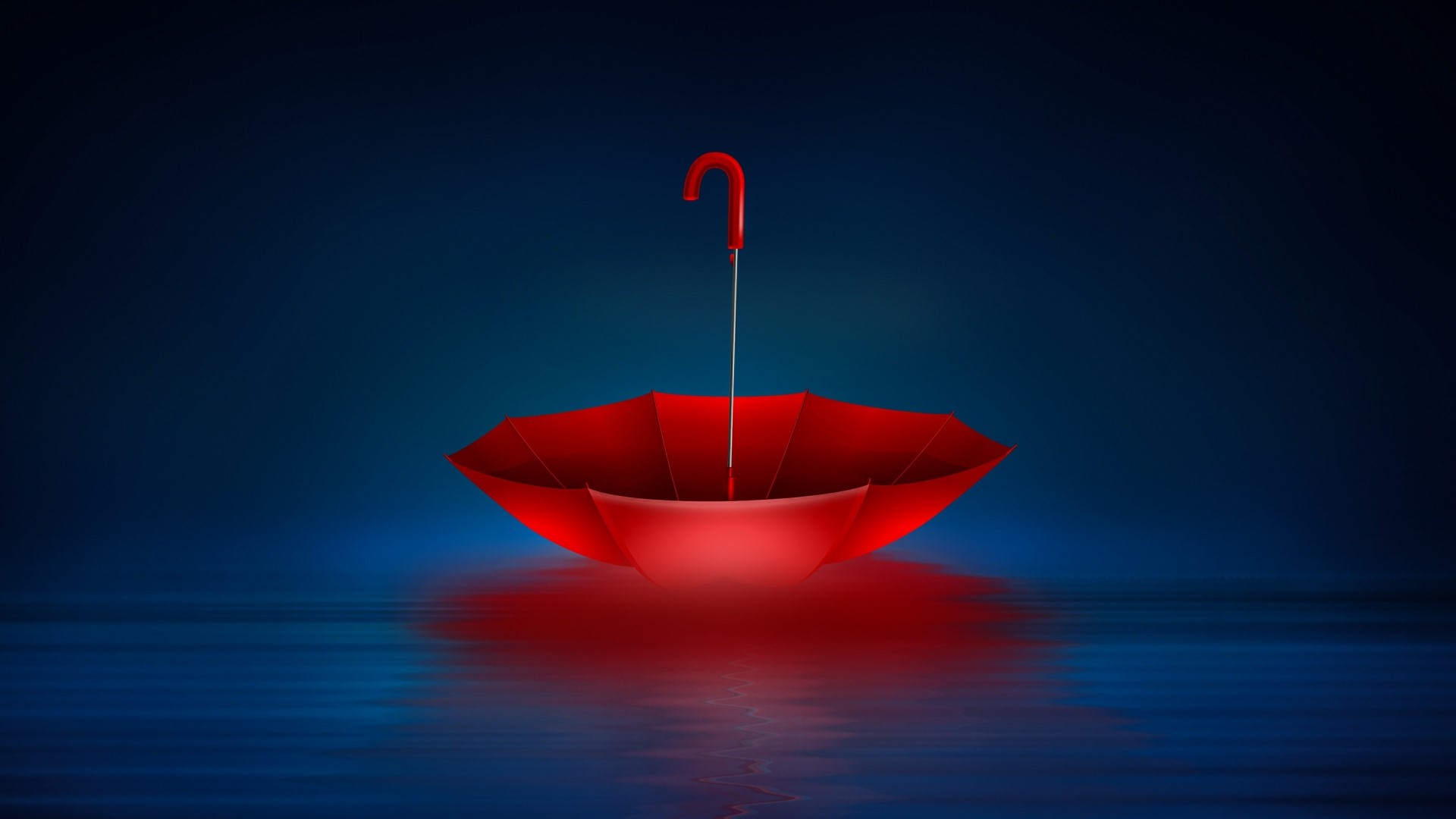 Red umbrella on dark blue background HD Wallpaper