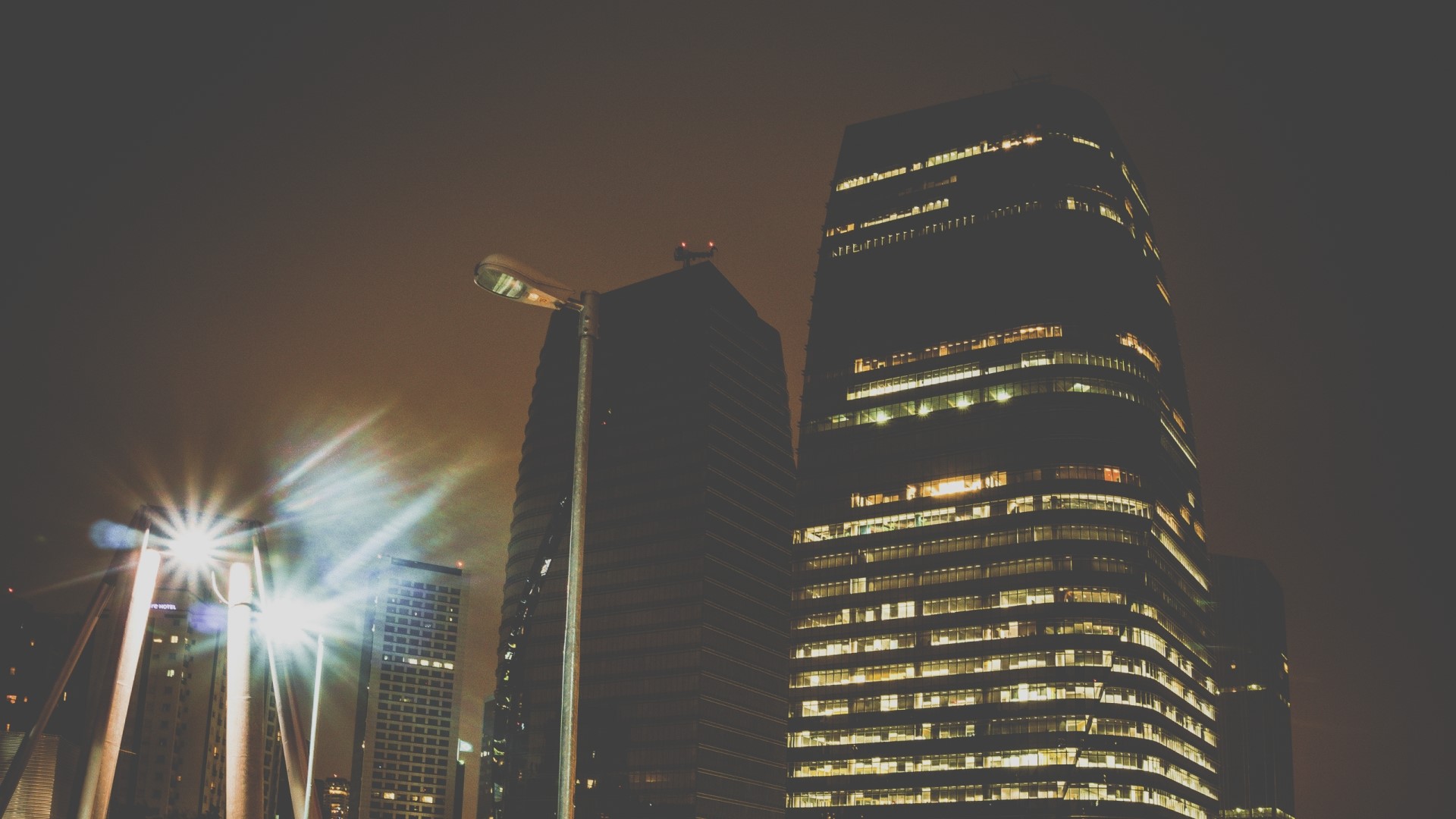 Skyscrapers at Night HD Wallpaper