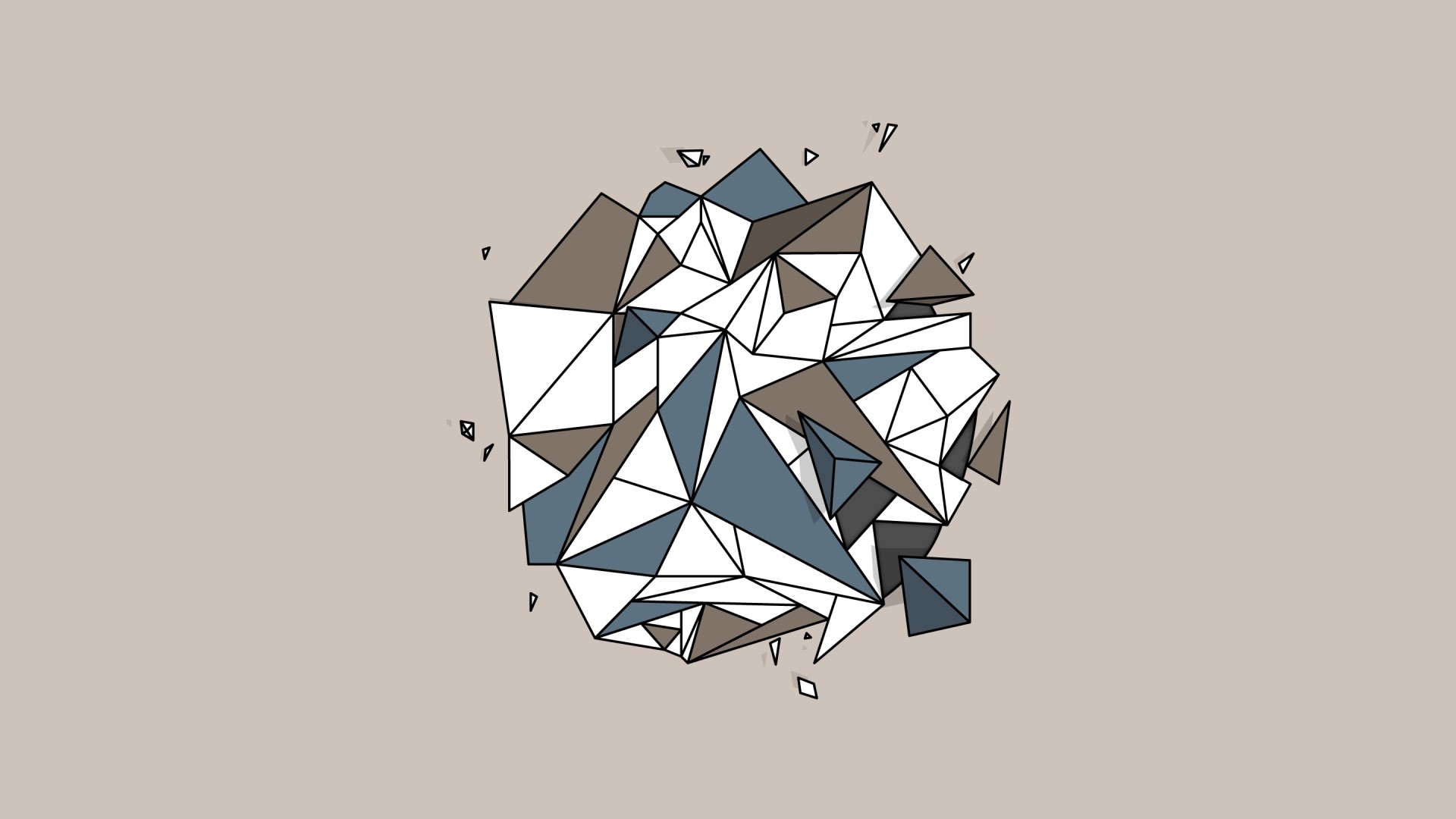 Abstract geometric shapes in blue, brown, and white HD Wallpaper