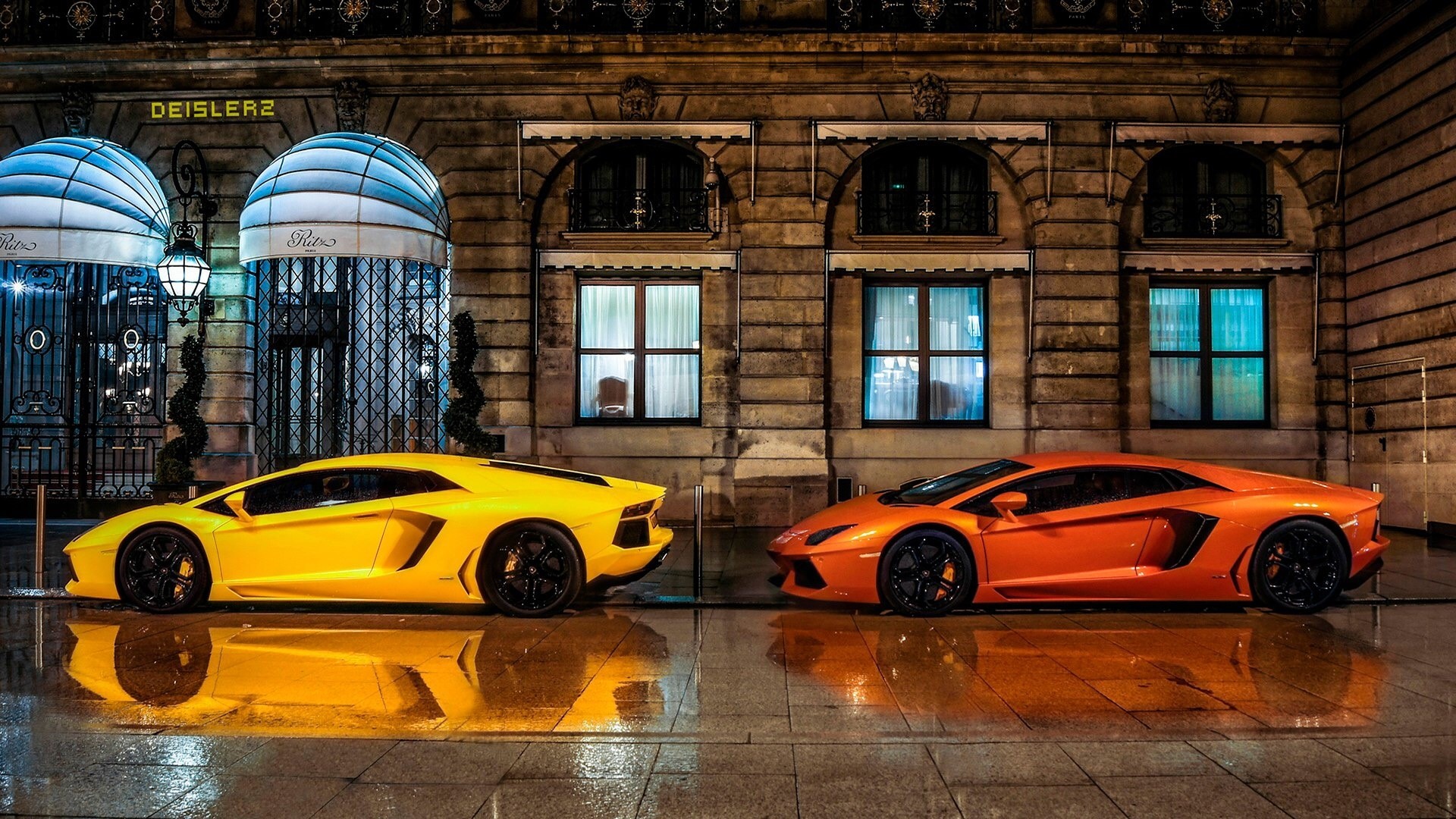 Yellow and Orange Lamborghini Aventador LP 700-4 HD Wallpaper