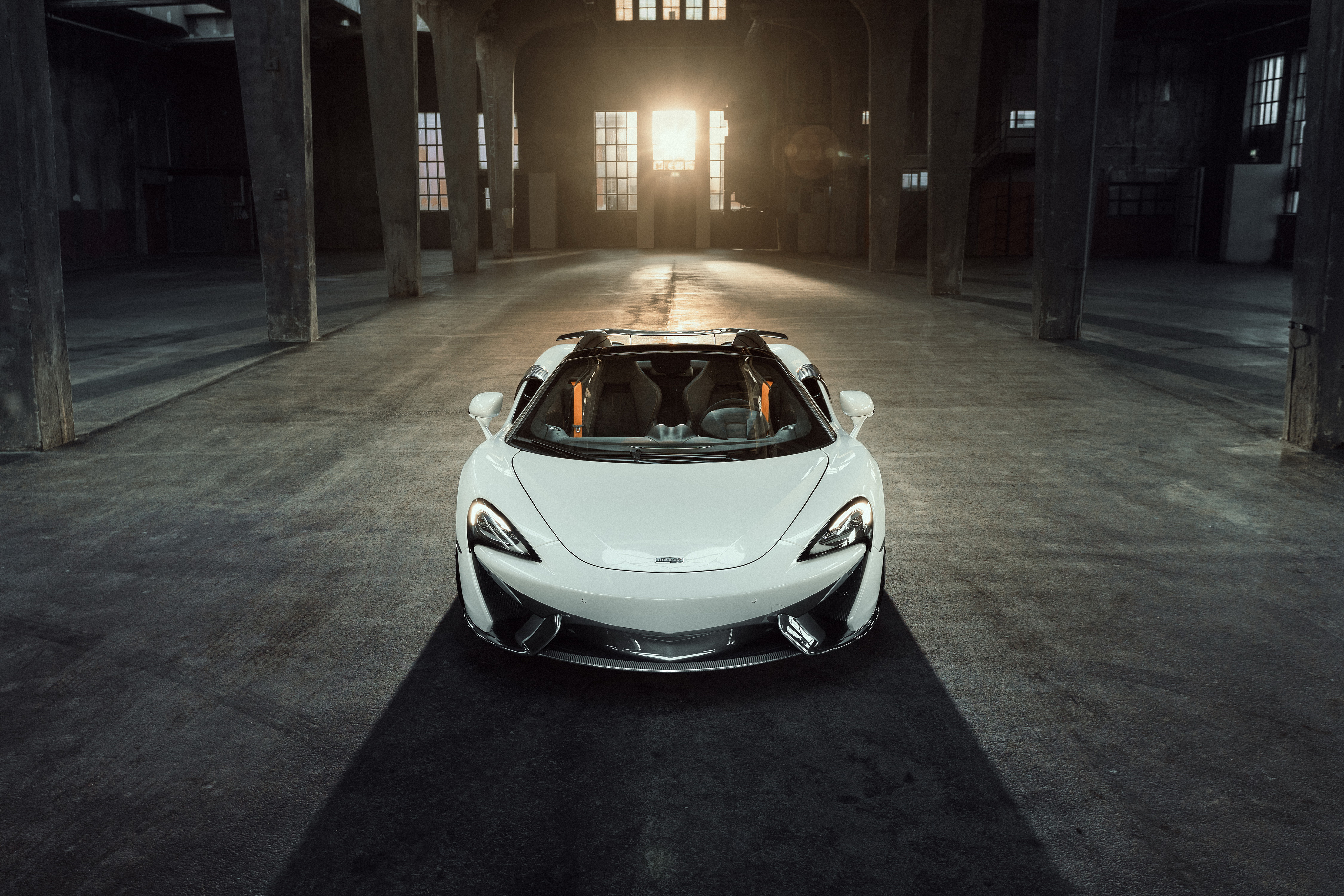 McLaren 570S Spider by Novitec in warehouse HD Wallpaper