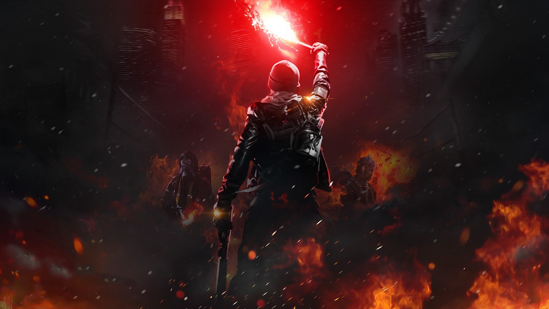 The Division 3D render of a person holding a flare HD Wallpaper