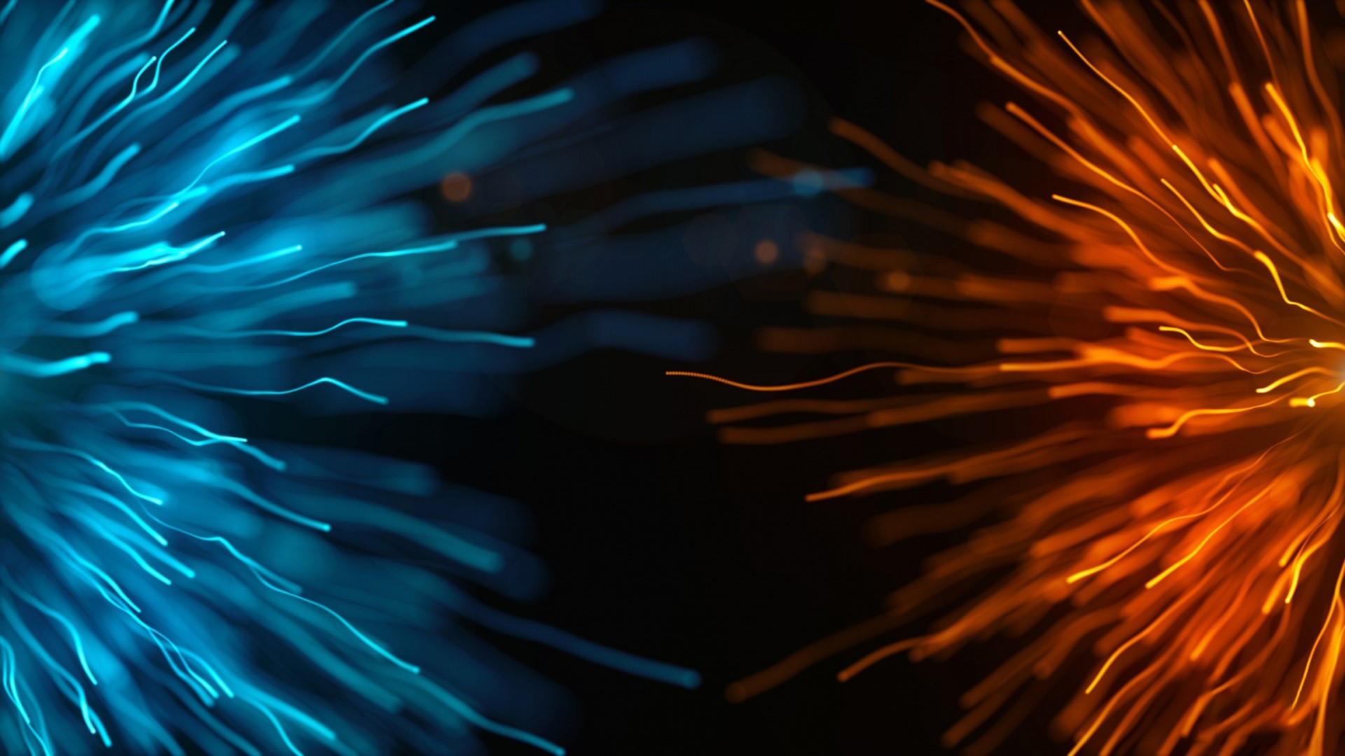 Abstract particles blue and orange light trails HD Wallpaper