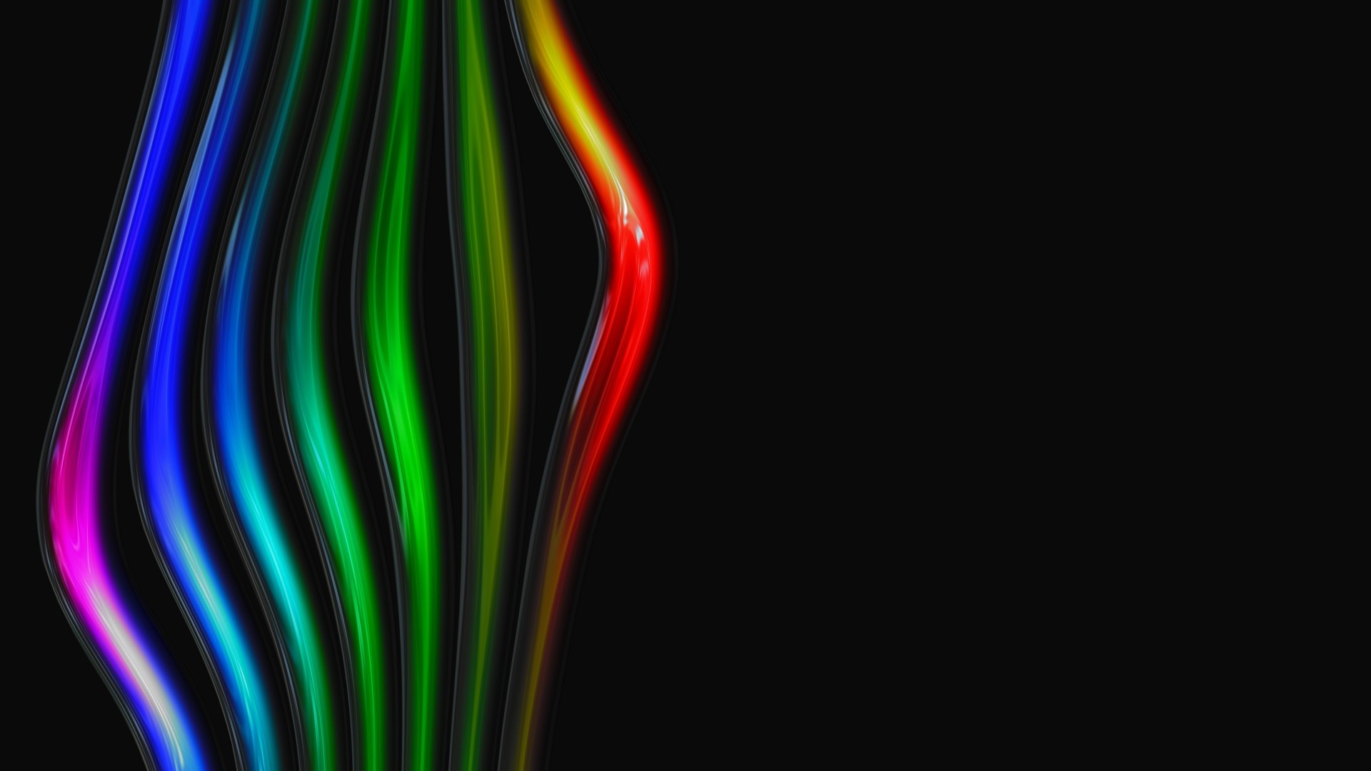 Rainbow lines on black background HD Wallpaper