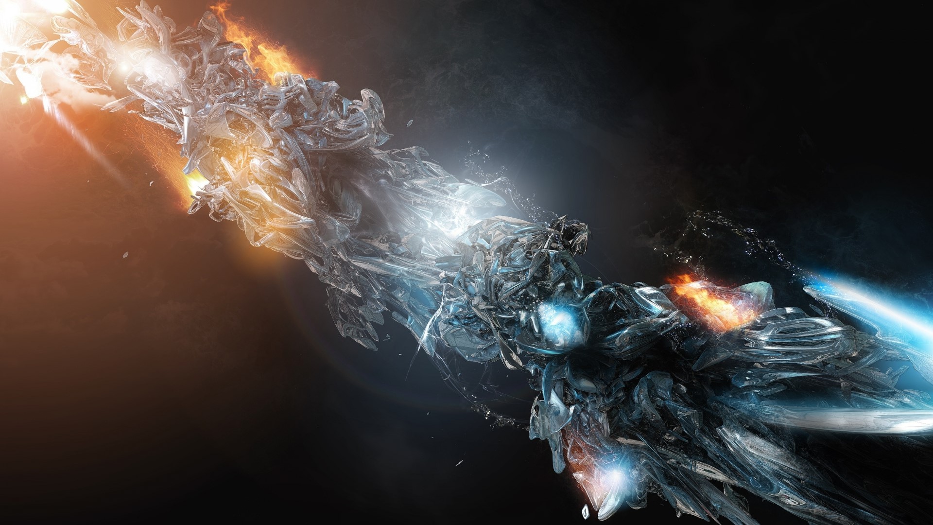 Abstract ice and fire formation with light effects HD Wallpaper