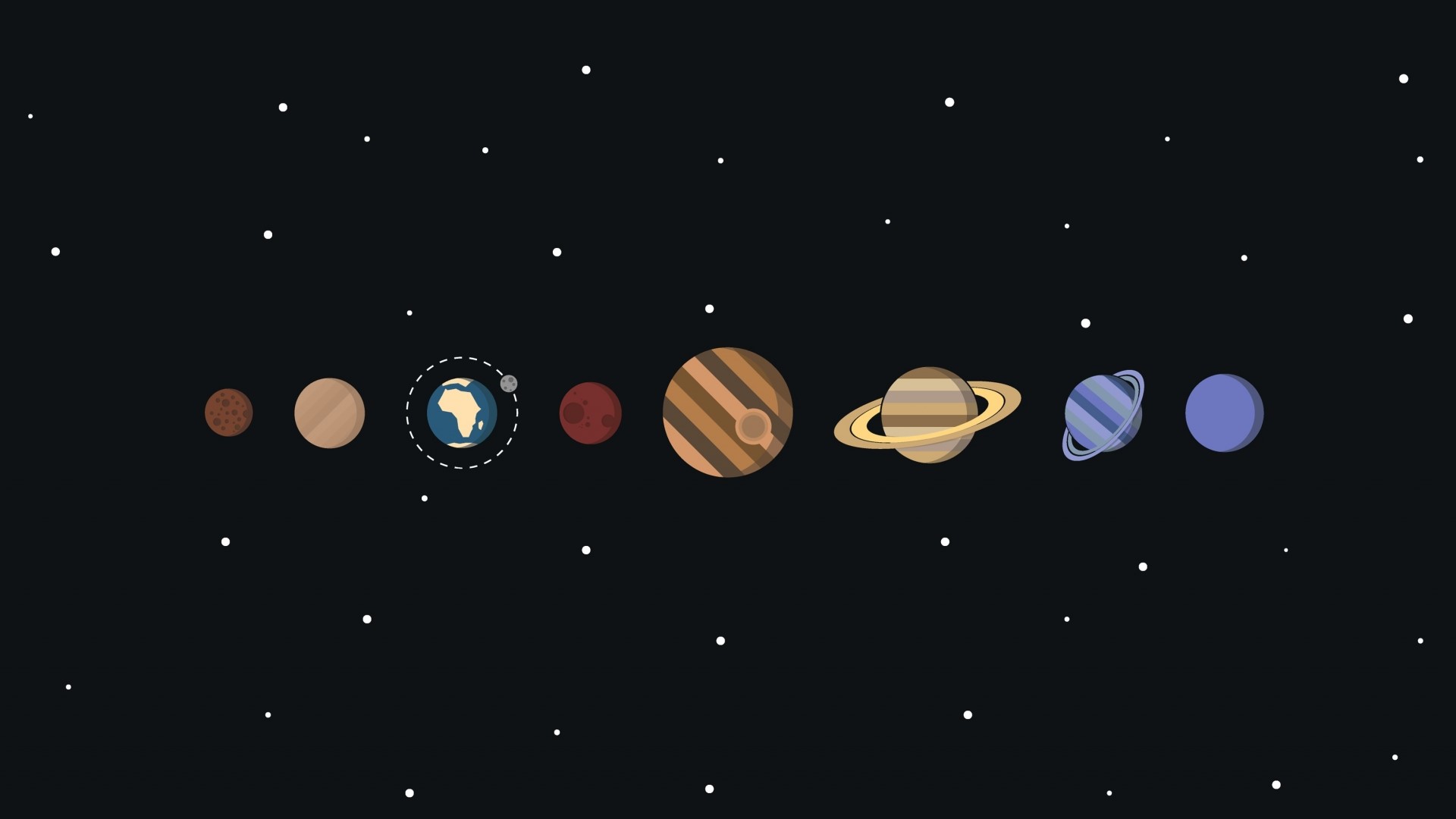 Solar System Planets in Flat Design HD Wallpaper