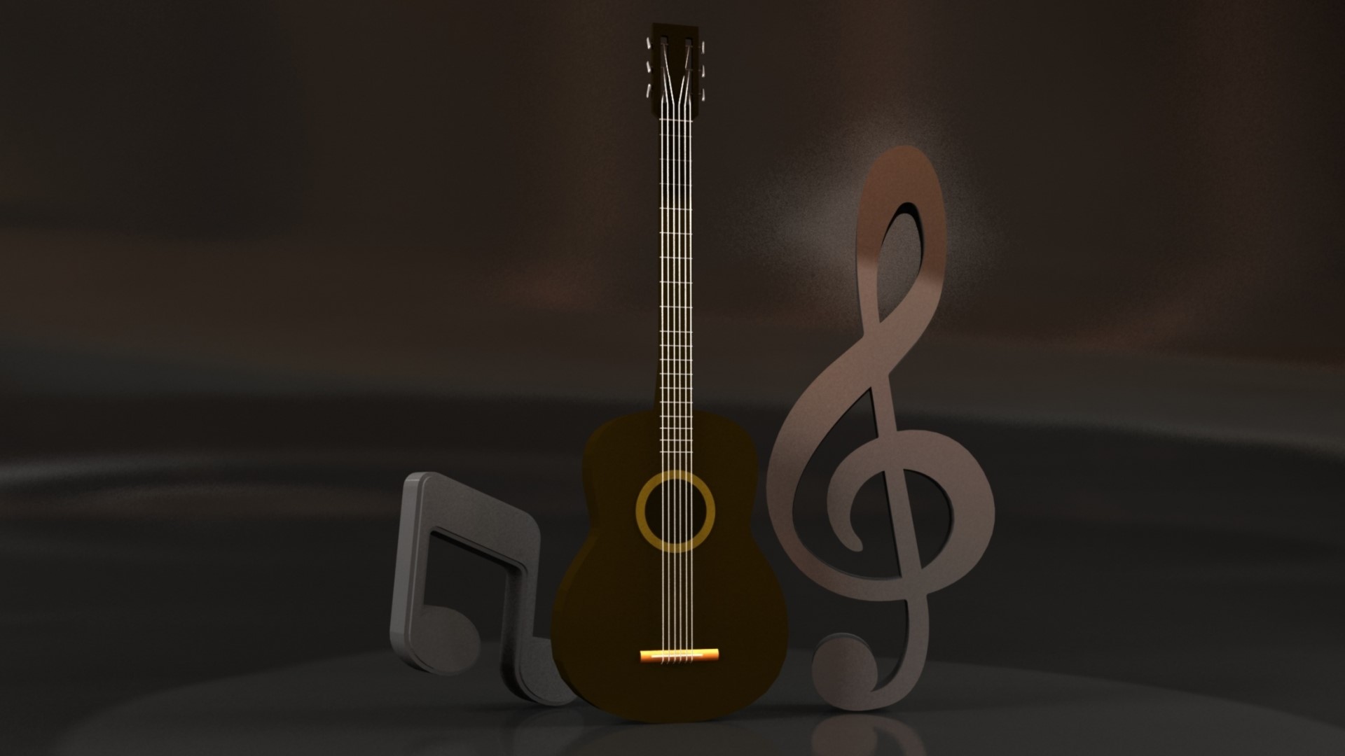 Acoustic guitar with musical notes HD Wallpaper