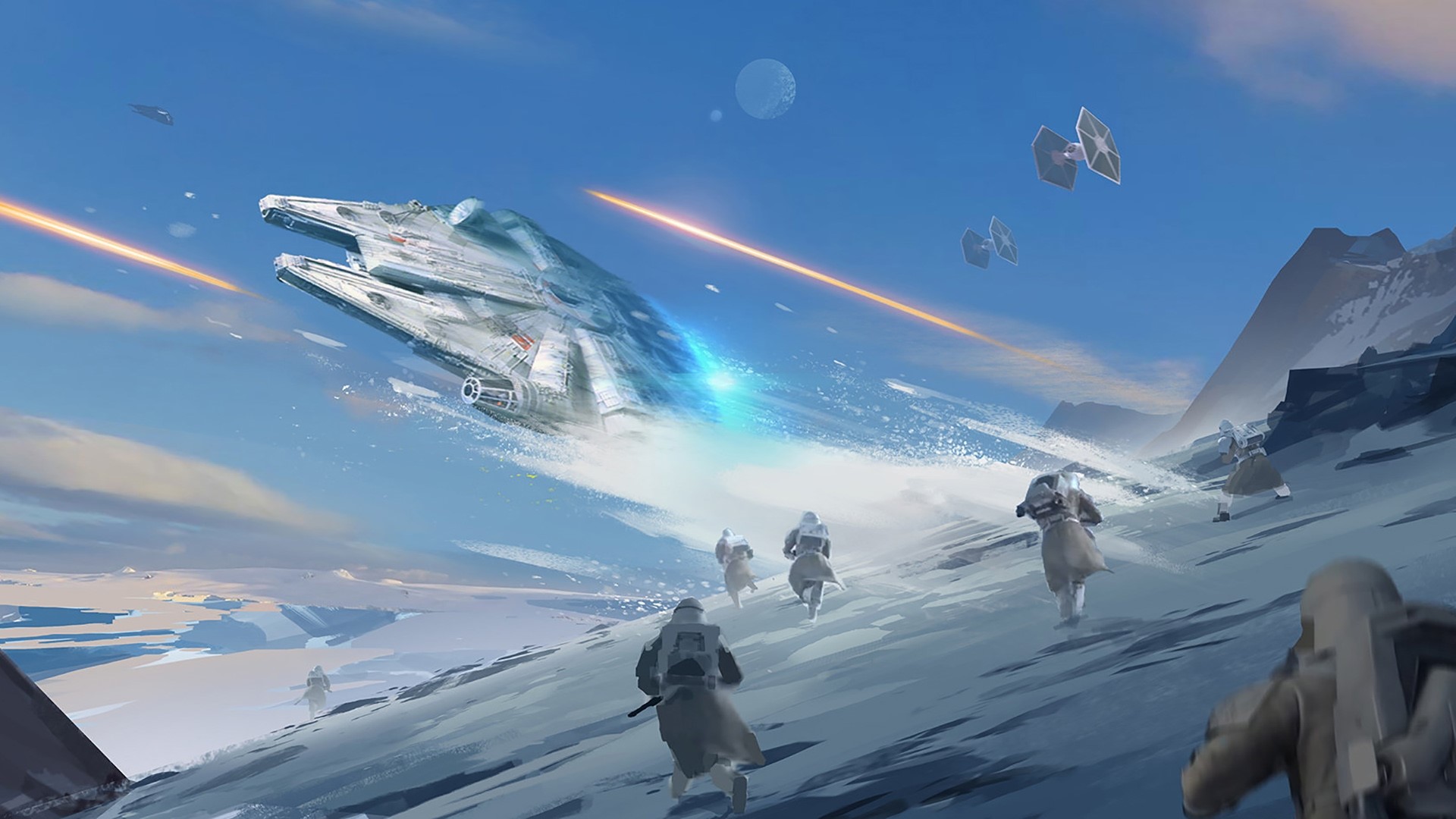 Millennium Falcon in a Star Wars battle HD Wallpaper