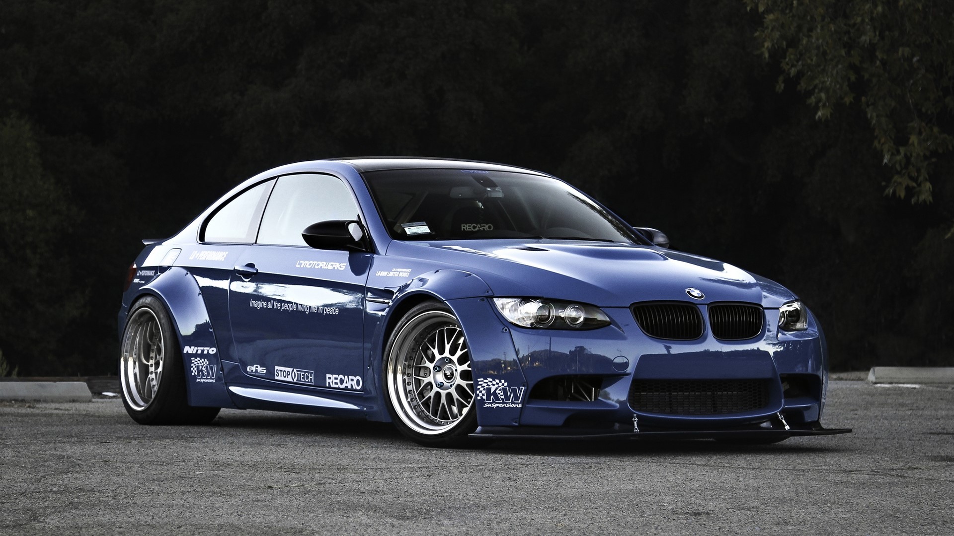 Blue BMW M3 E92 with custom body kit HD Wallpaper