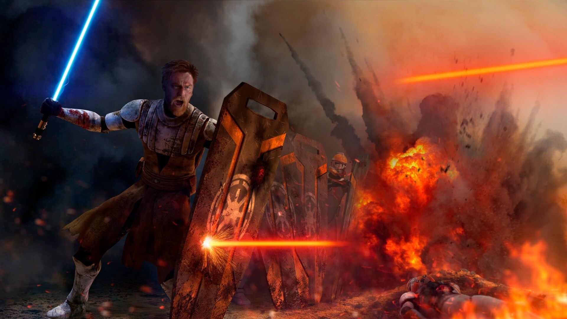 Obi-Wan Kenobi from Star Wars in battle HD Wallpaper