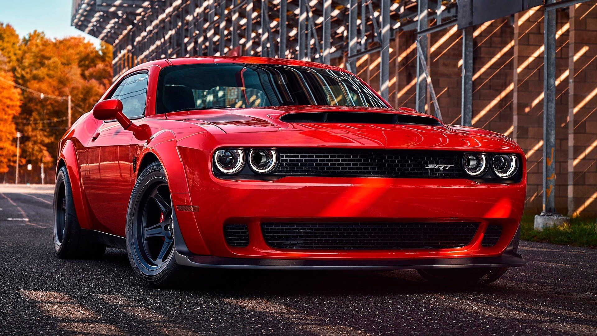 Red Dodge Challenger SRT Hellcat Widebody HD Wallpaper