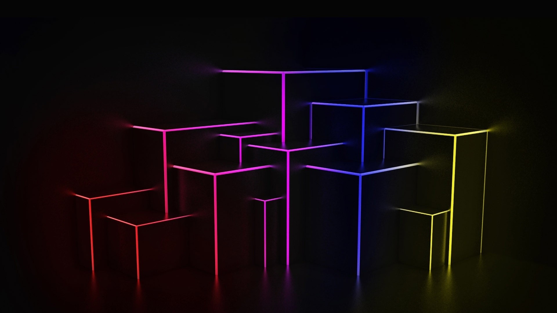 Neon Steps Abstract Art HD Wallpaper