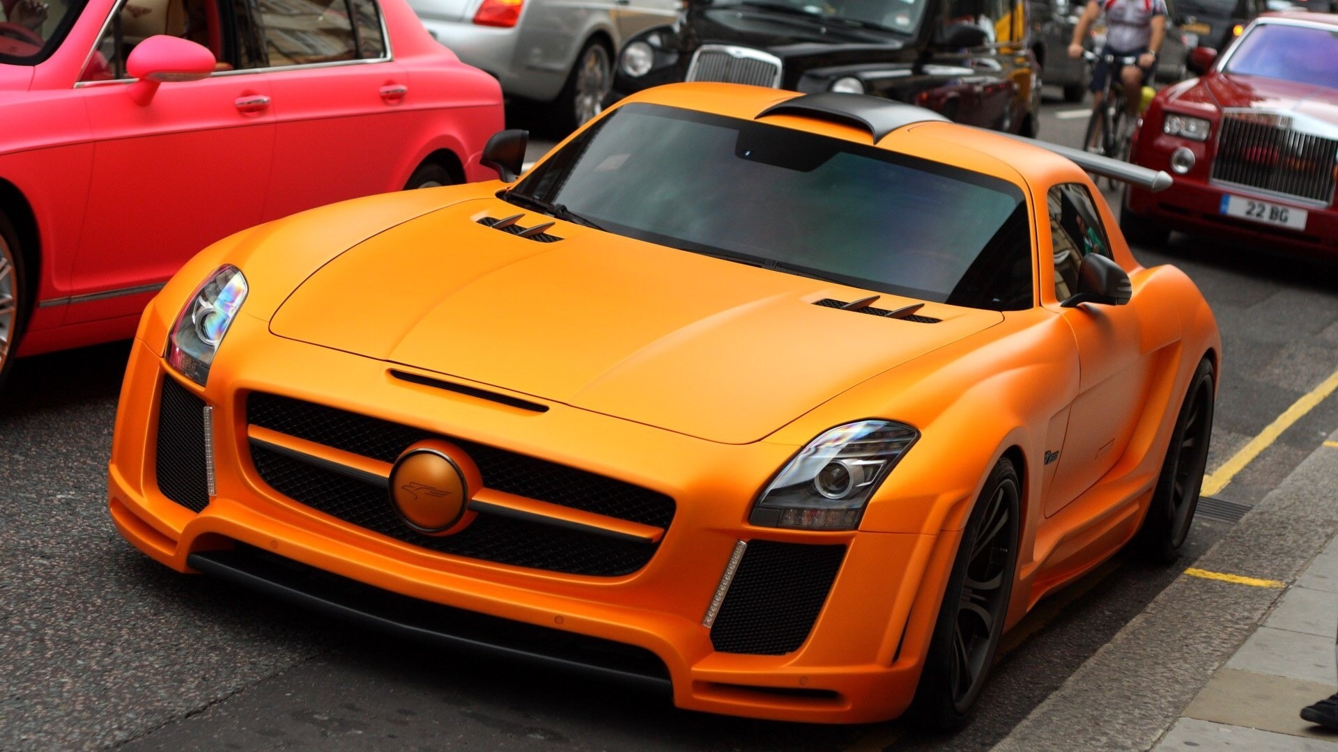 Orange Mercedes-Benz SLS AMG FAB Design HD Wallpaper