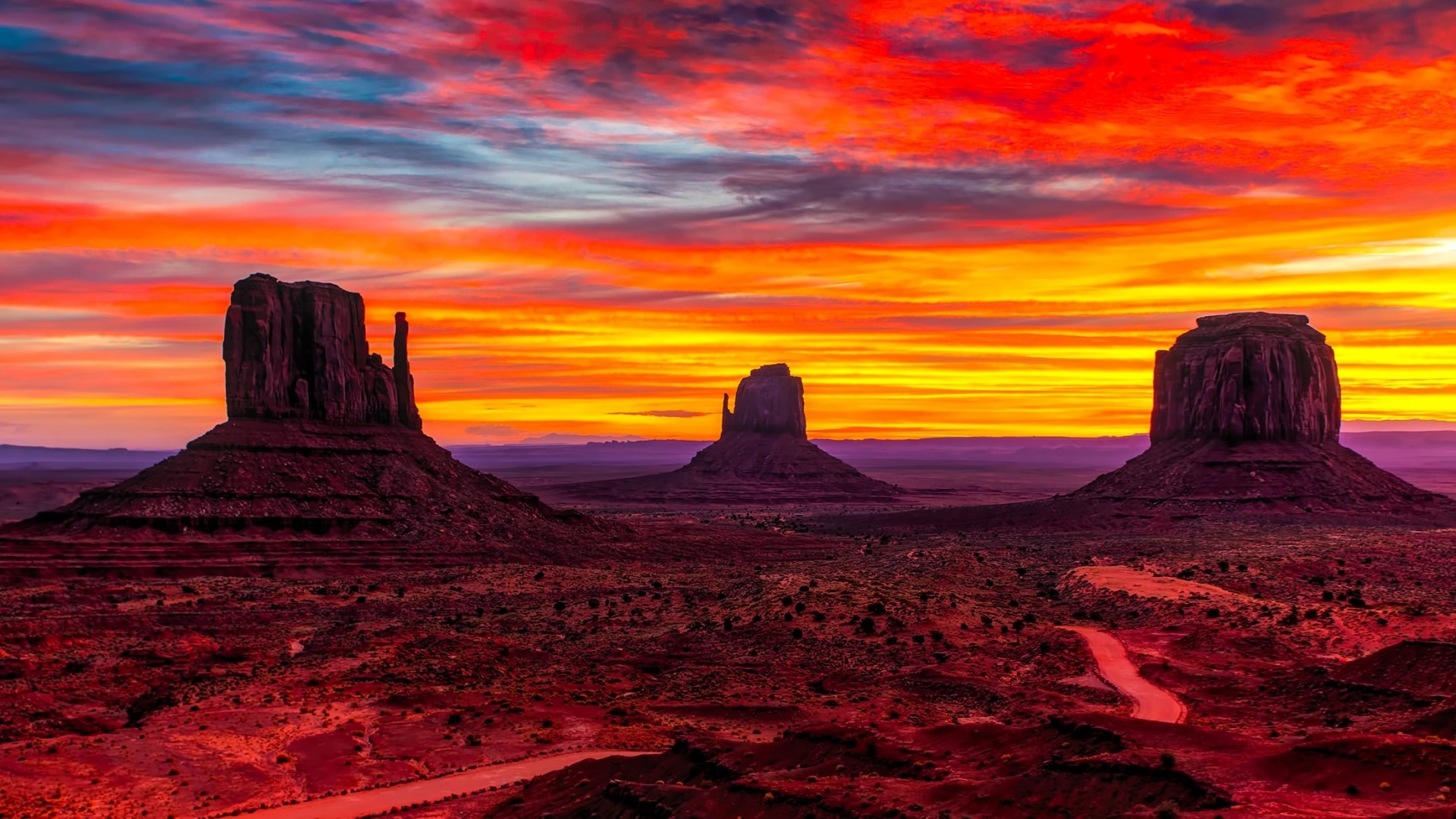 Monument Valley at sunset HD Wallpaper