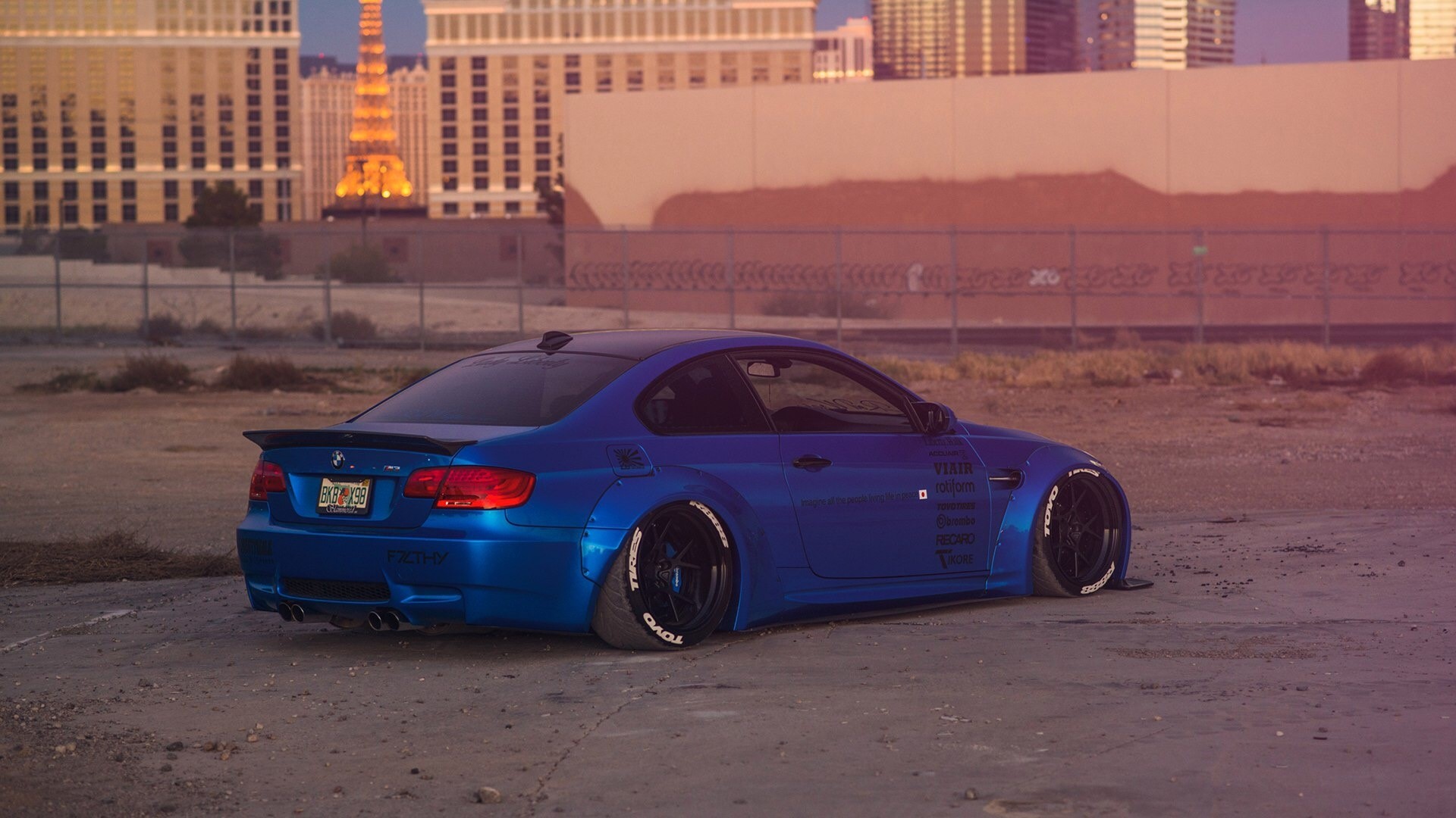 Blue BMW M3 Coupe in Las Vegas HD Wallpaper