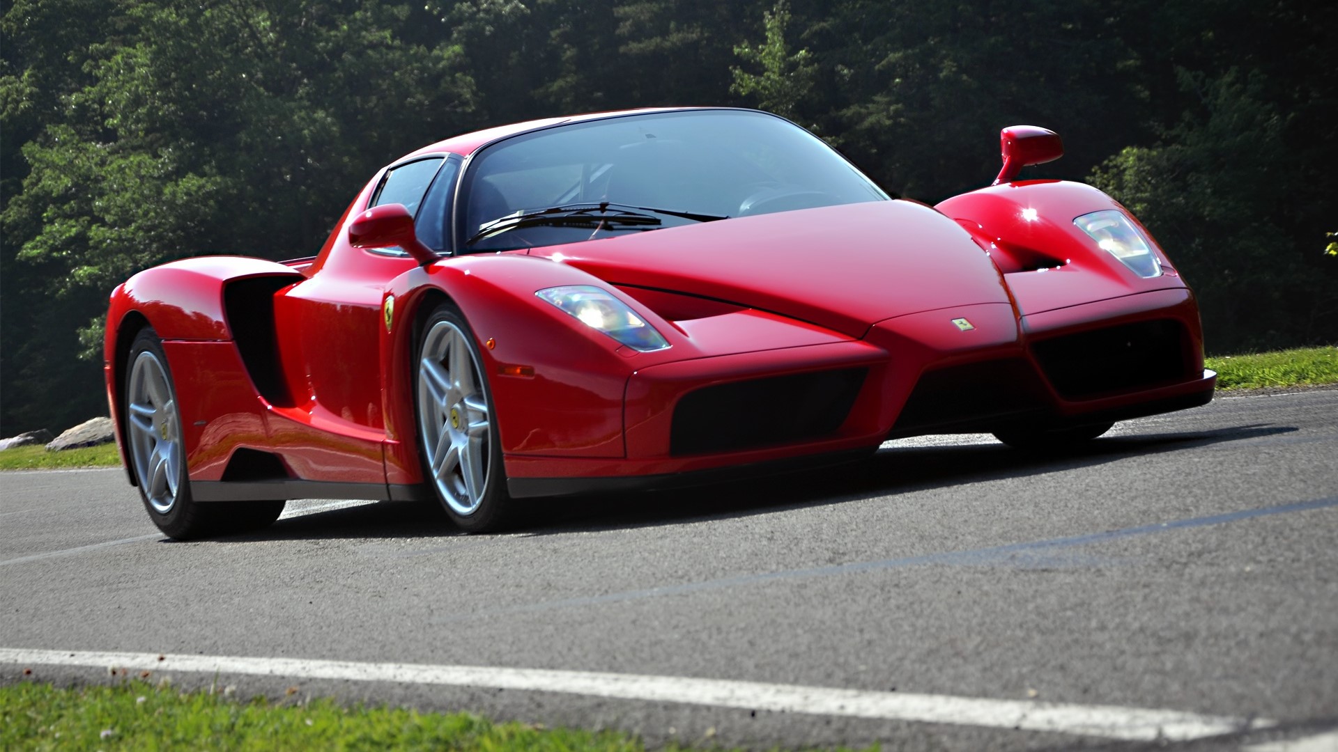 Red Ferrari Enzo on a Road HD Wallpaper