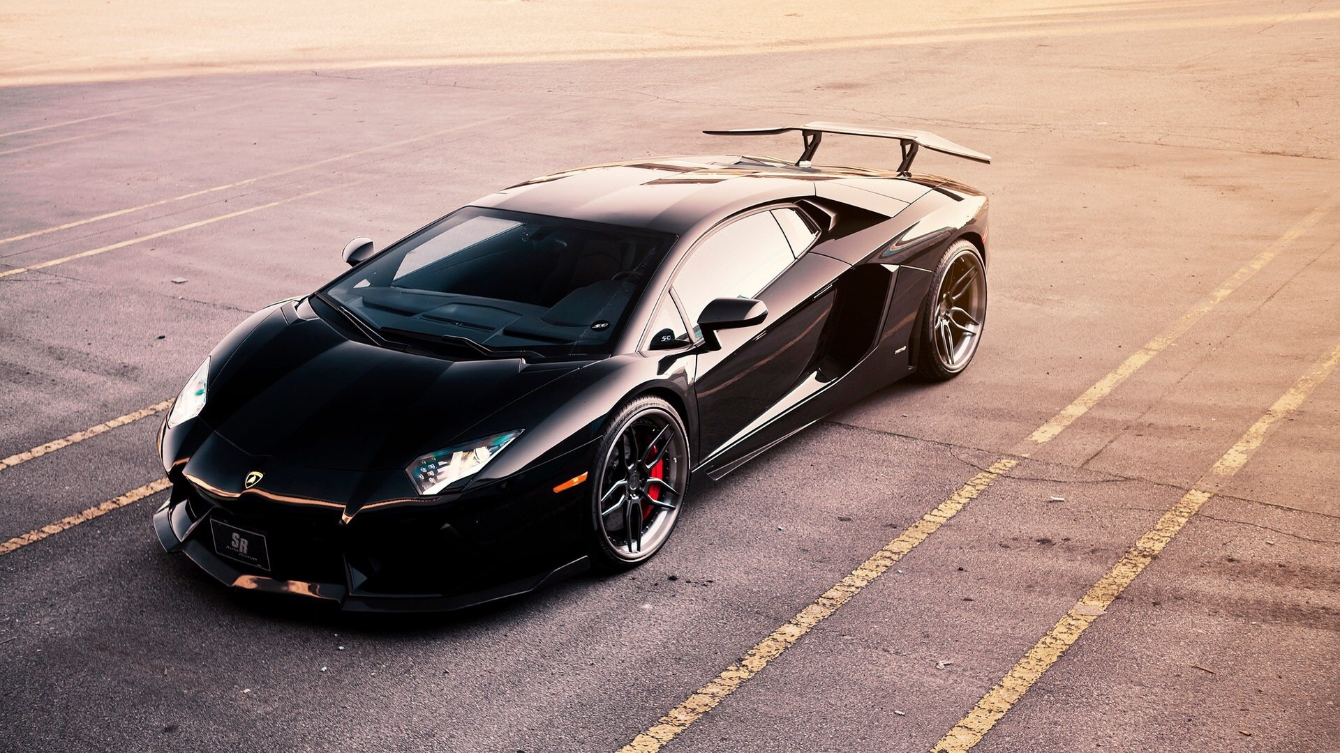 Black Lamborghini Aventador LP 700-4 with spoiler HD Wallpaper