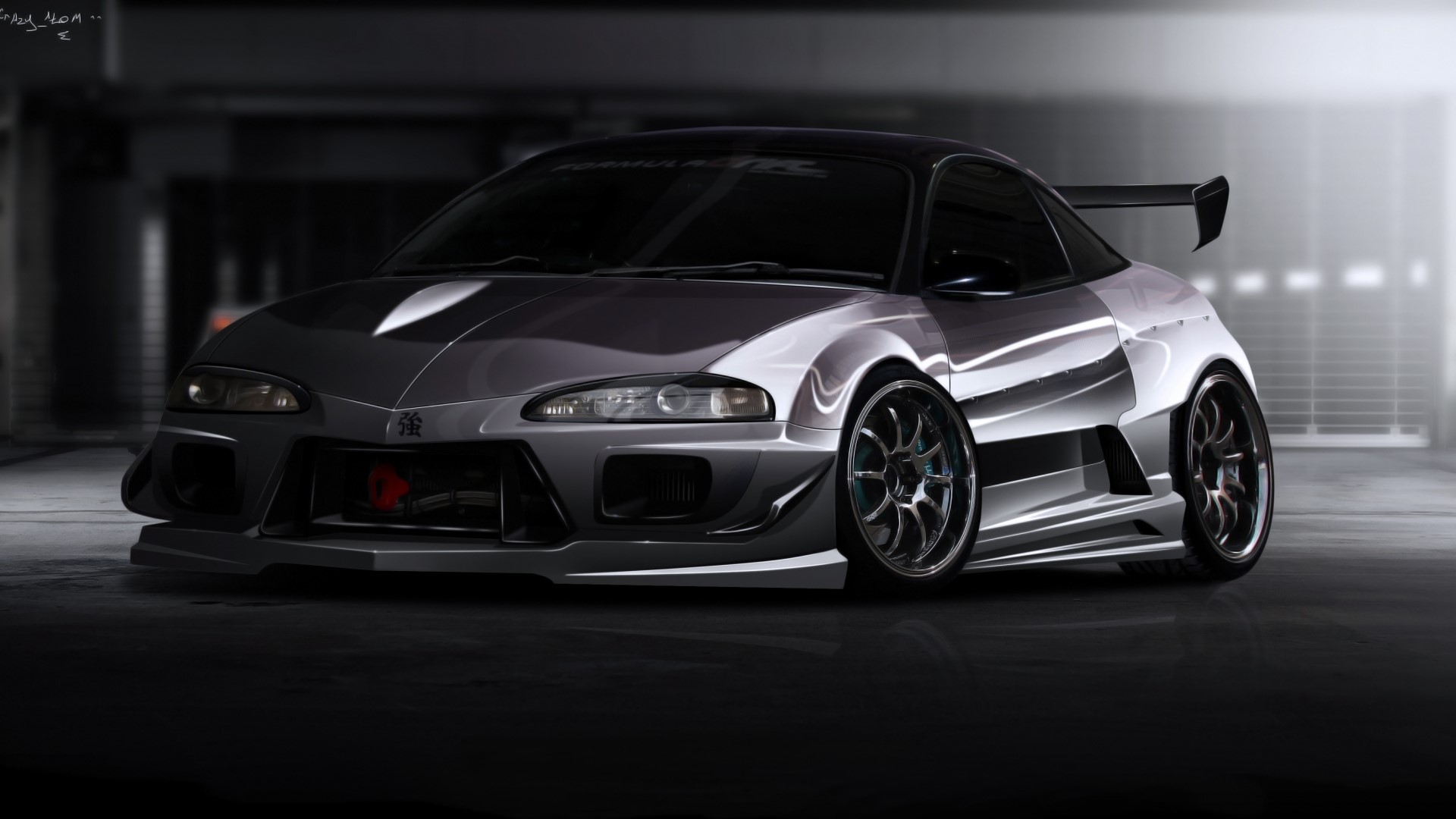 Modified Mitsubishi Eclipse with a large rear spoiler HD Wallpaper