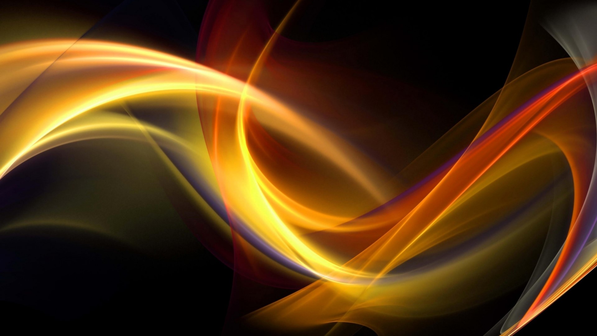 Abstract Golden and Orange Light Waves HD Wallpaper