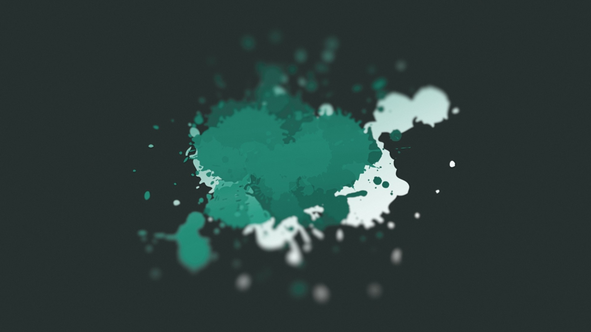 Teal and white paint splatters on dark background HD Wallpaper