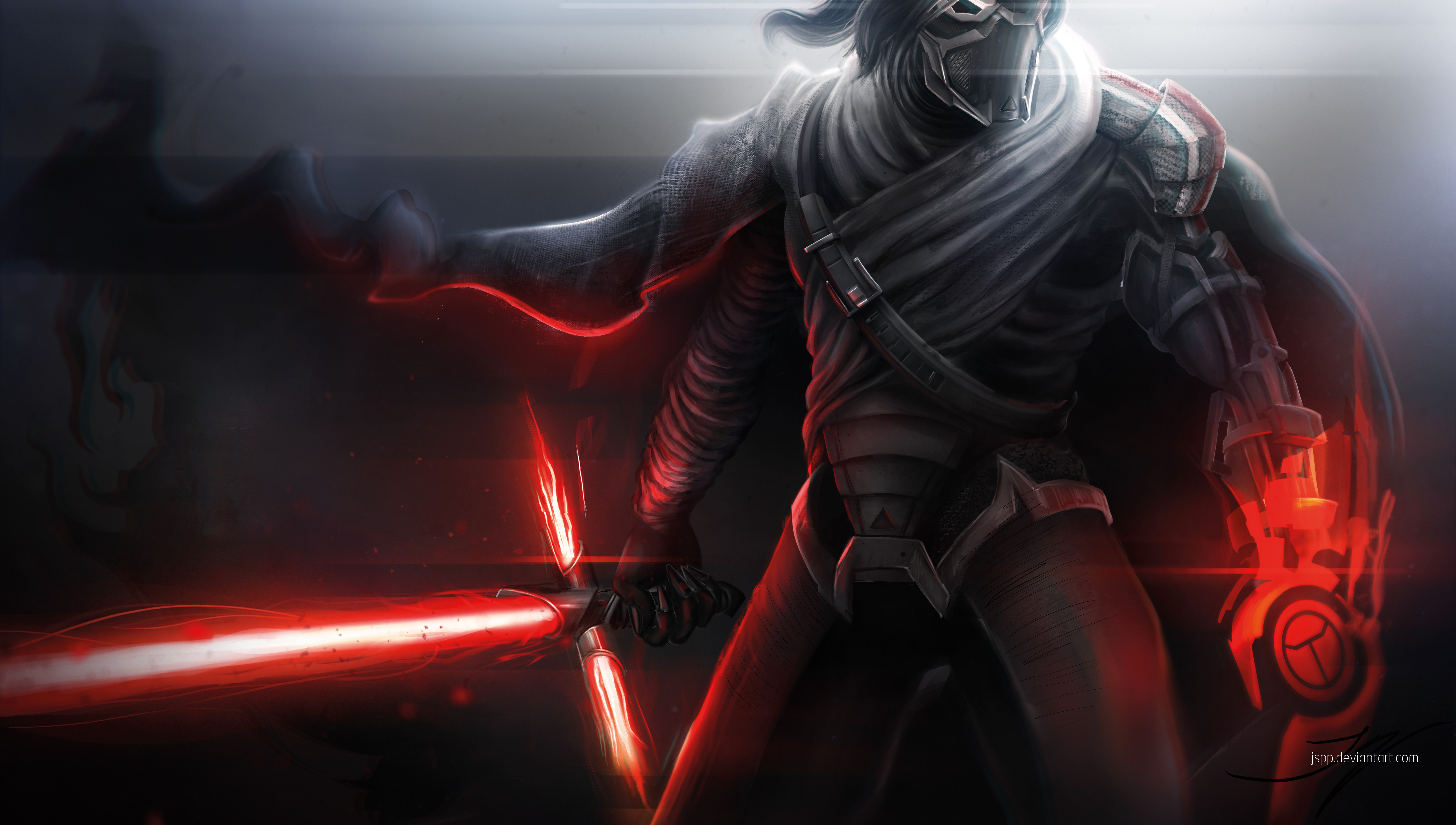 Kylo Ren from Star Wars with a lightsaber HD Wallpaper
