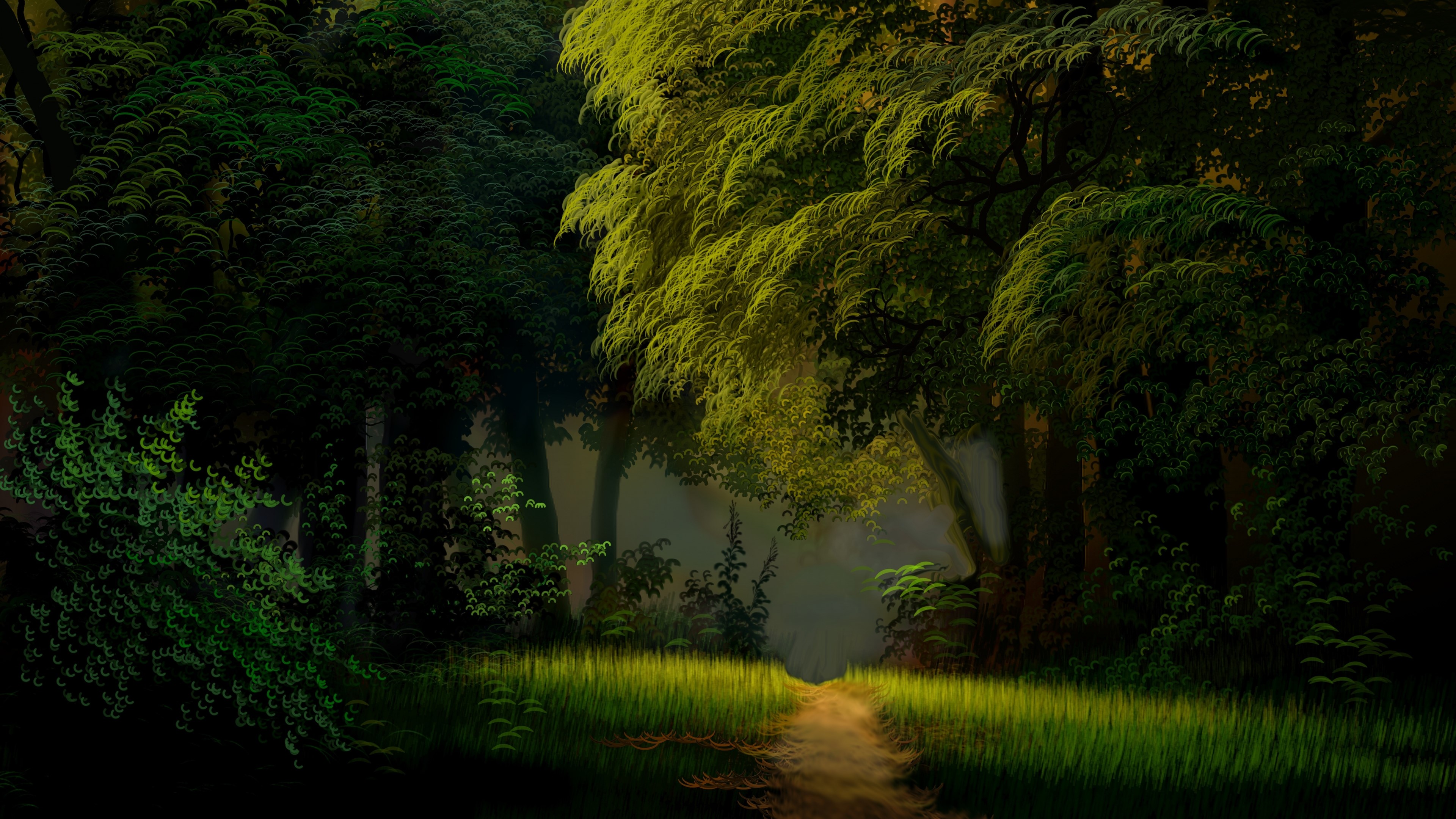 4K Forest Path HD Wallpaper