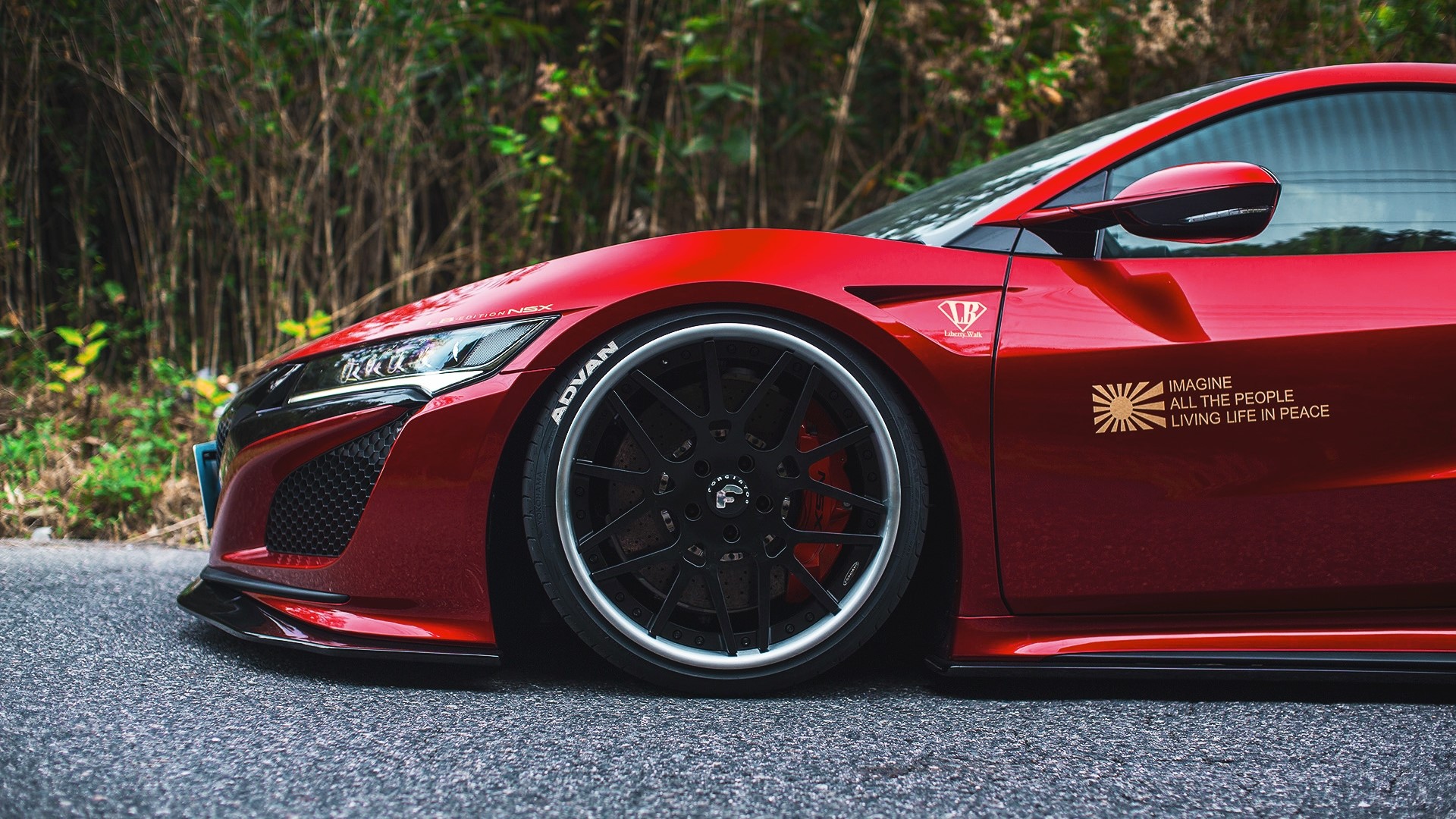 Red Honda NSX with custom wheels HD Wallpaper