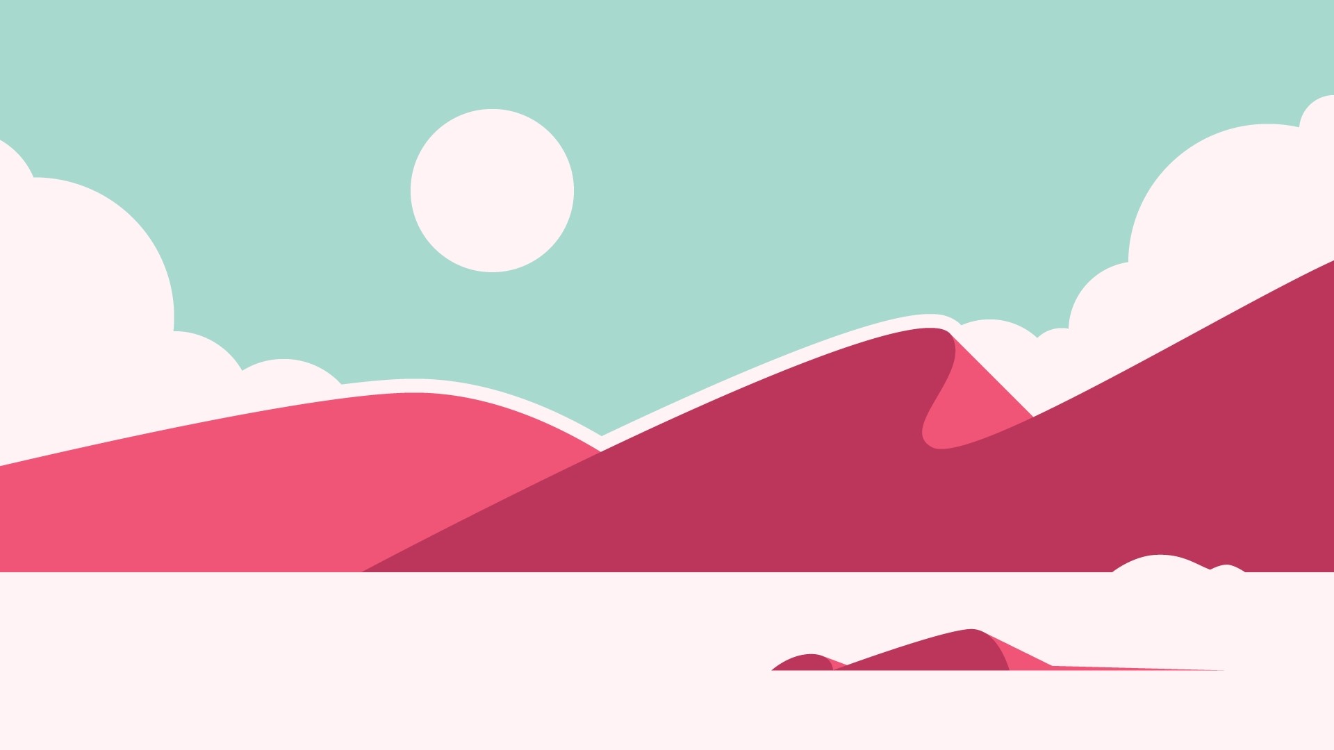Minimalist Desert Landscape with Sun and Clouds HD Wallpaper