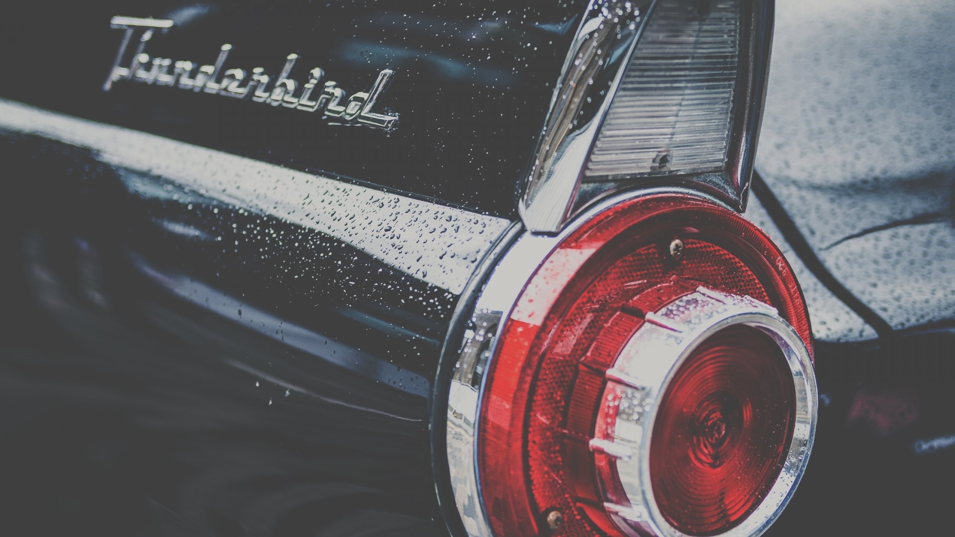 Close-up of a vintage Ford Thunderbird tail light HD Wallpaper