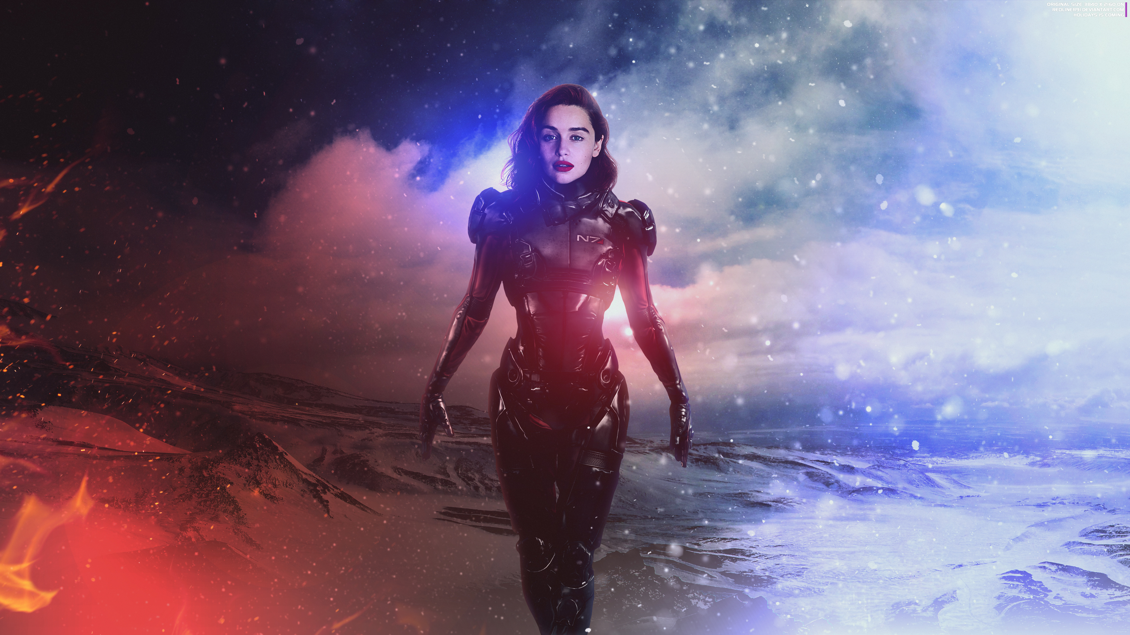 Emilia Clarke as Shepard from Mass Effect 4K HD Wallpaper