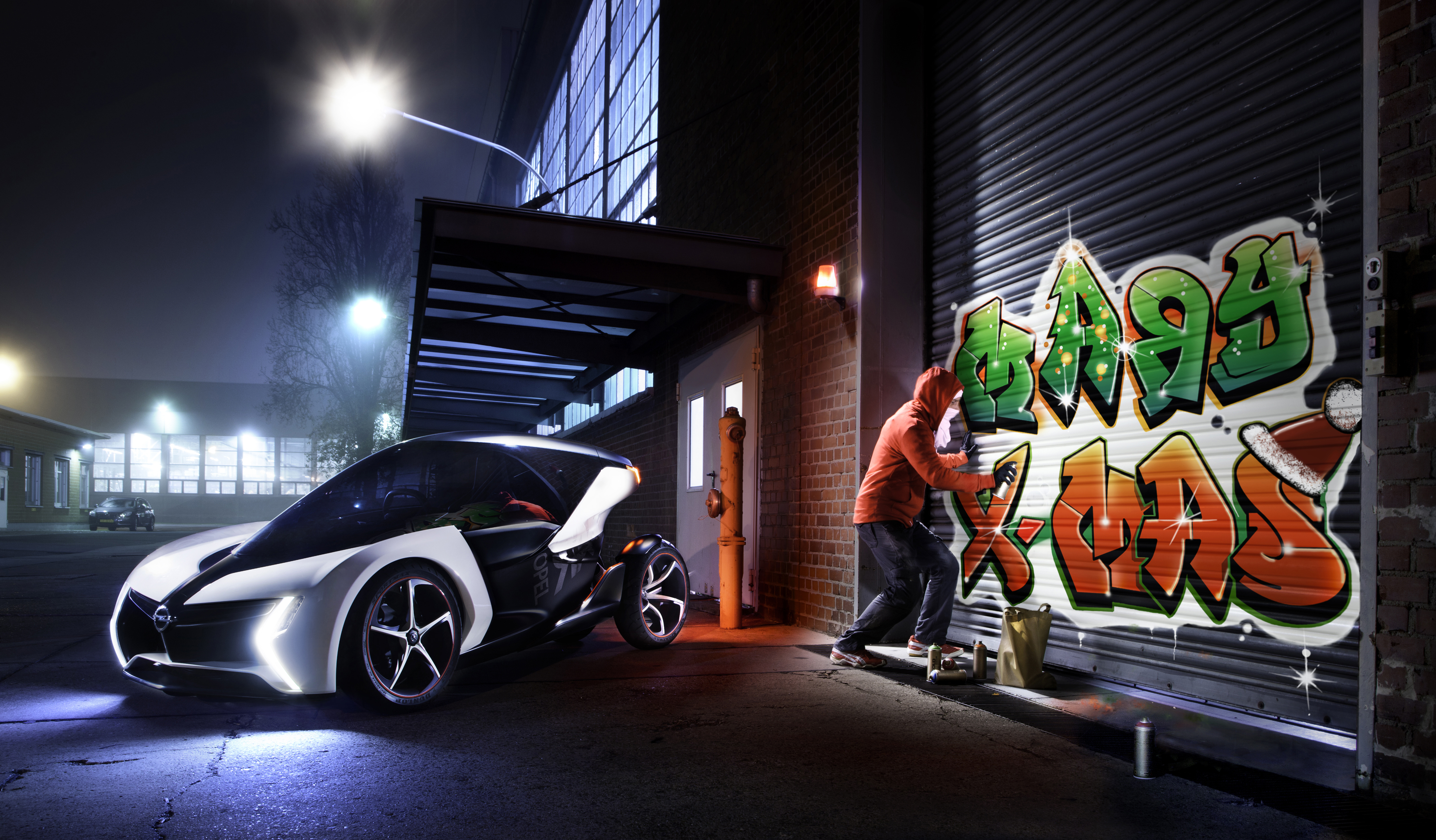 Opel RAK e concept car with Merry Xmas graffiti HD Wallpaper