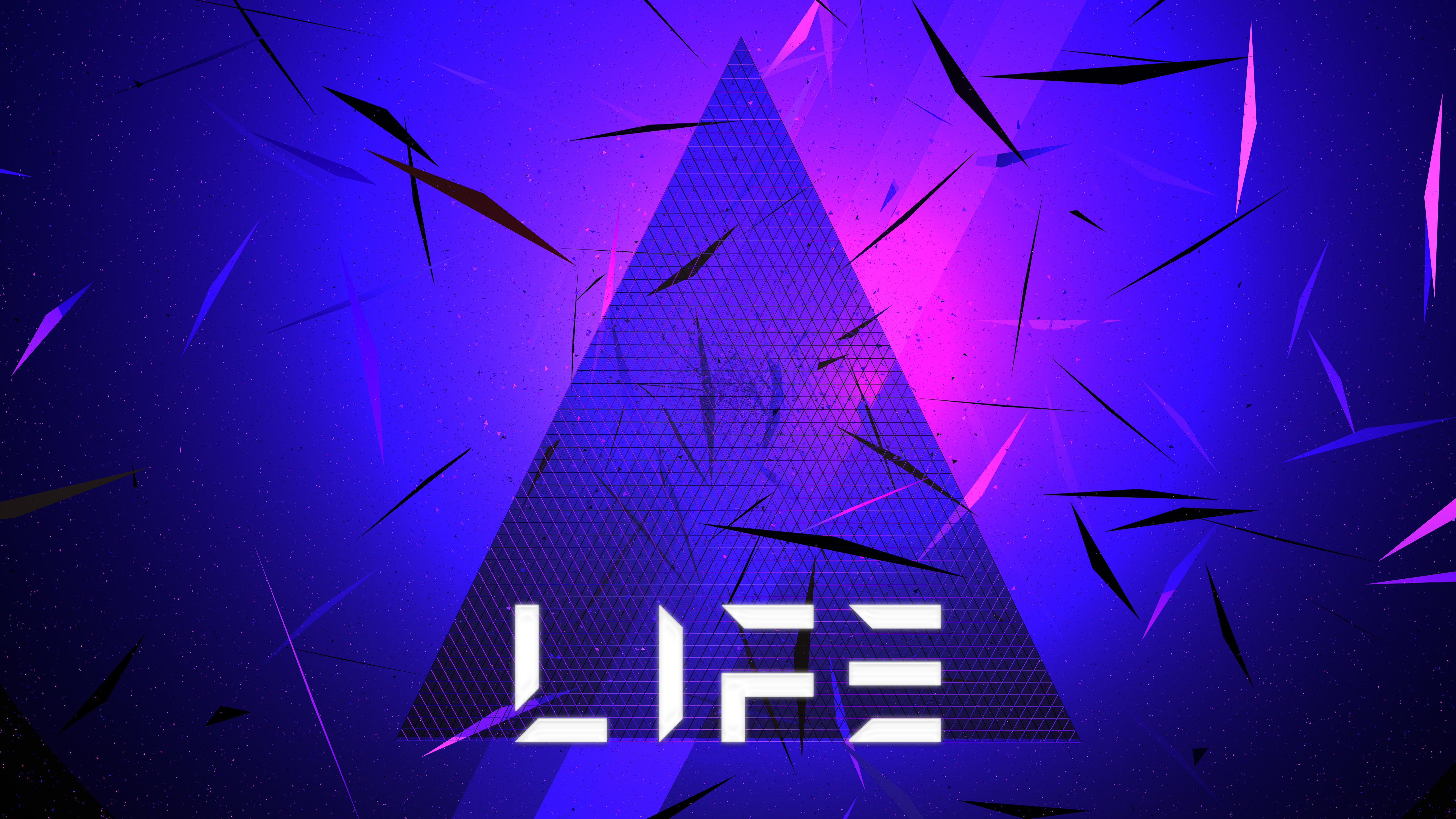 Abstract Neon Triangle with the word LIFE HD Wallpaper
