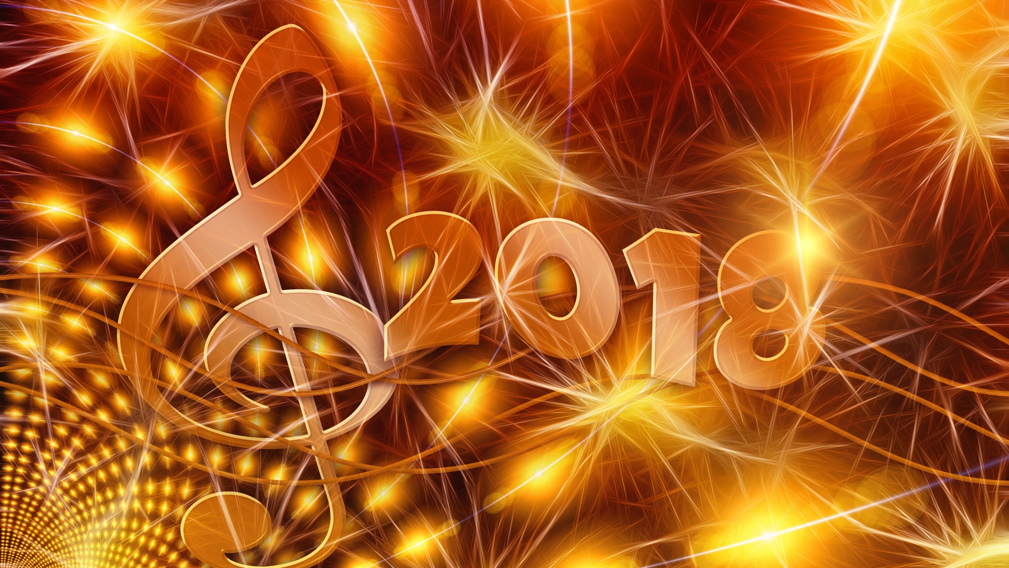 4K 2018 Music Celebration with Fireworks HD Wallpaper