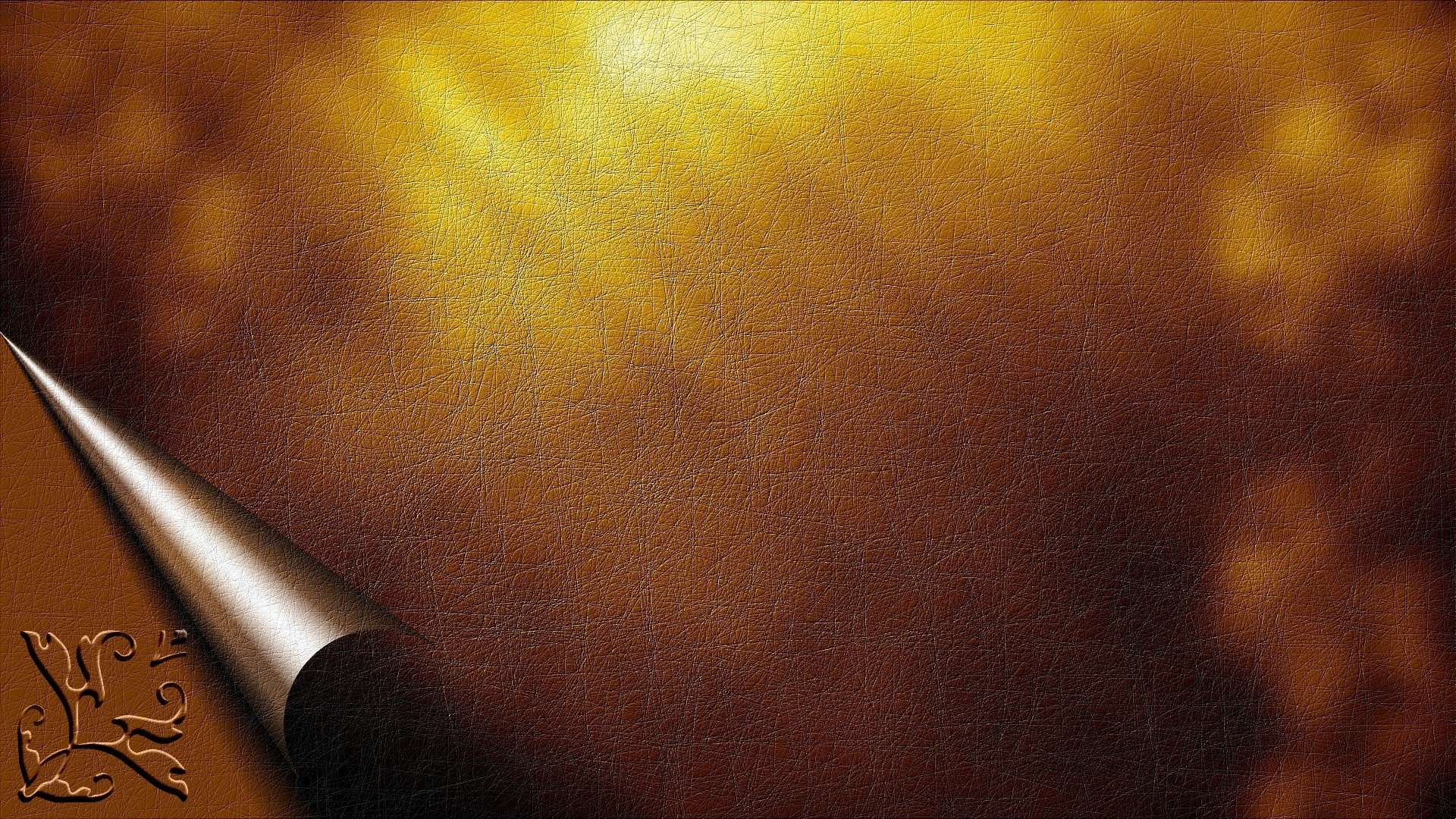 Brown and gold textured background with page curl HD Wallpaper