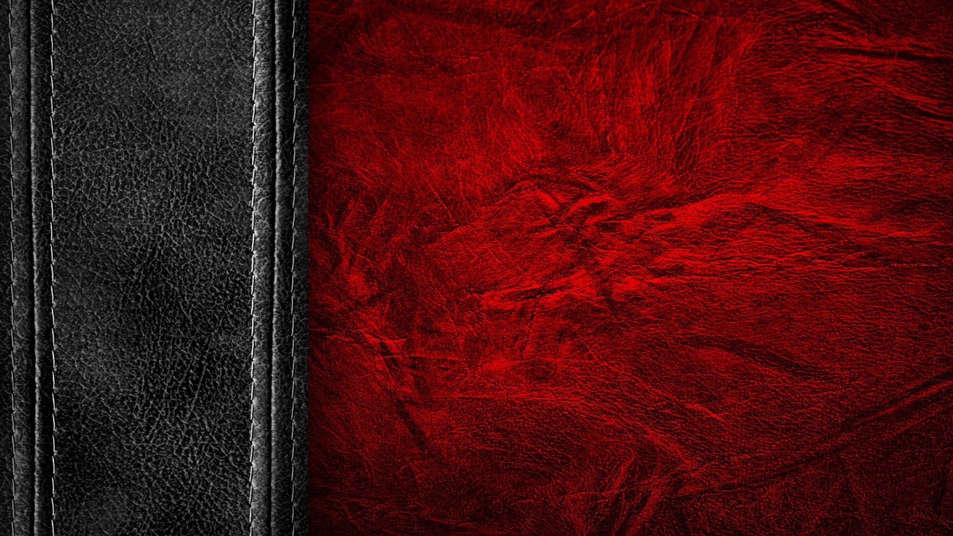 Black and Red Leather Texture with Stitching HD Wallpaper